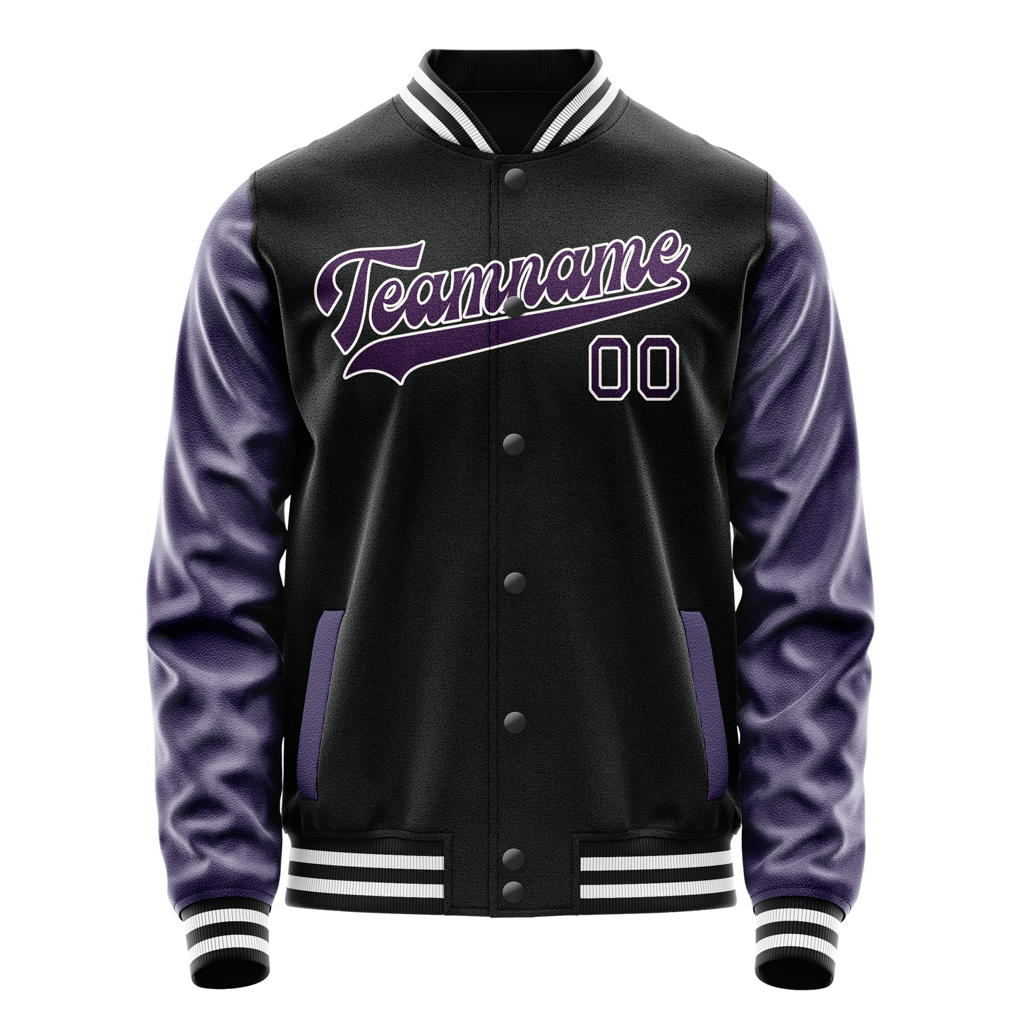 Custom Black Purple Solid Color Varsity Letterman Jacket