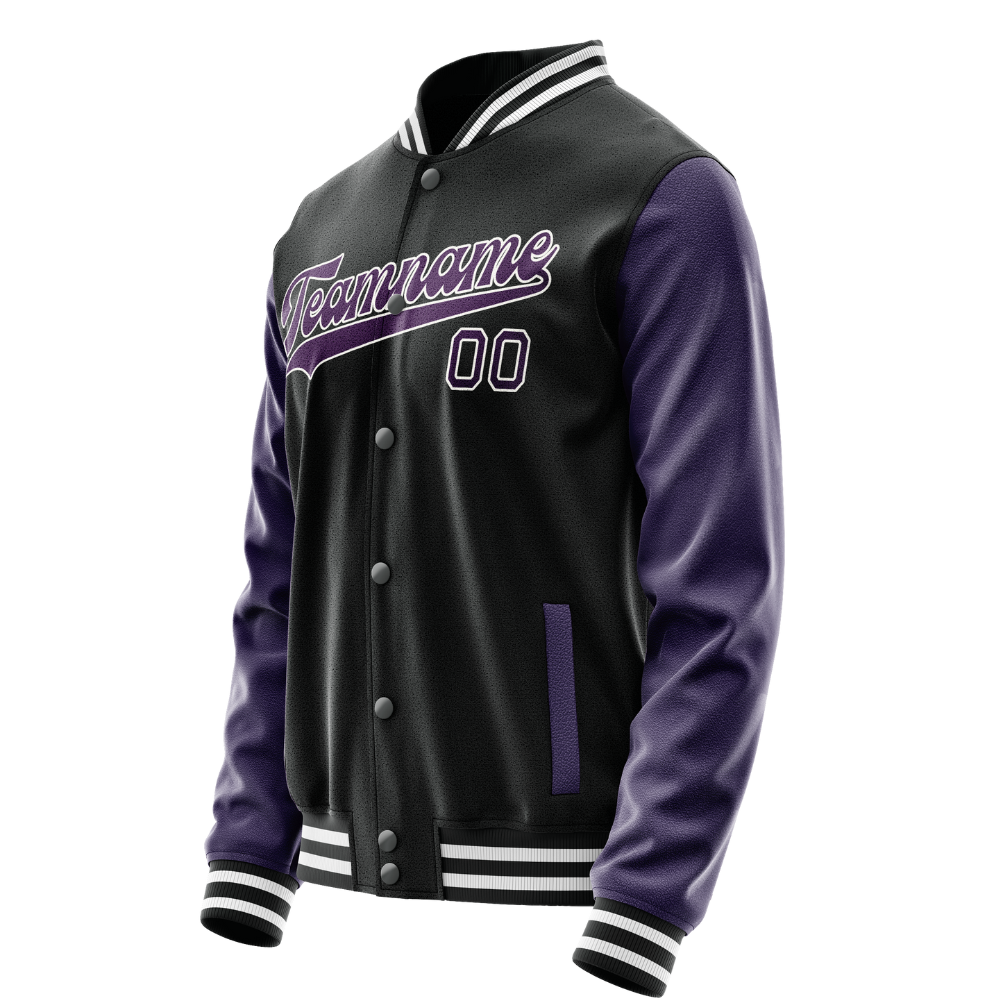 Custom Black Purple Solid Color Varsity Letterman Jacket