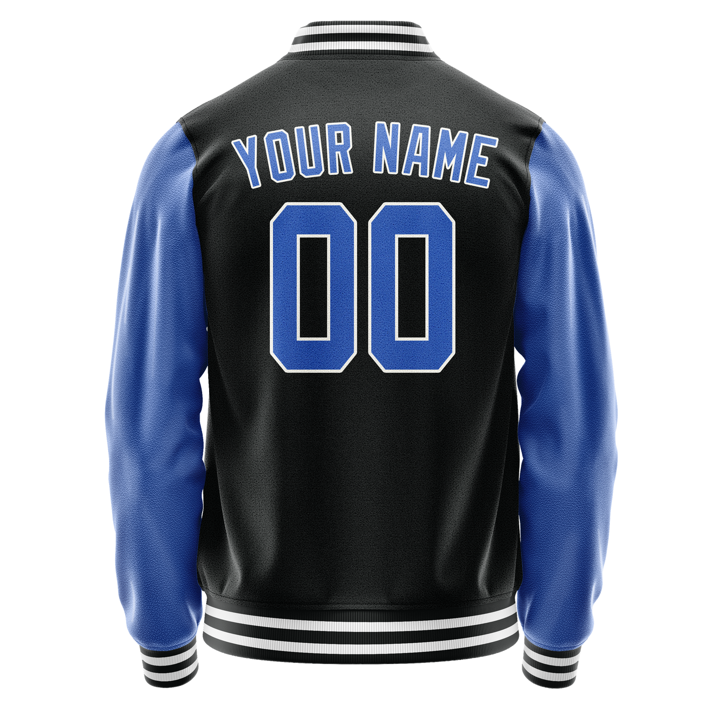 Custom Black Light-Blue Solid Color Varsity Letterman Jacket