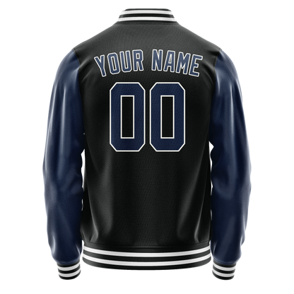 Custom Black Royal Solid Color Varsity Letterman Jacket