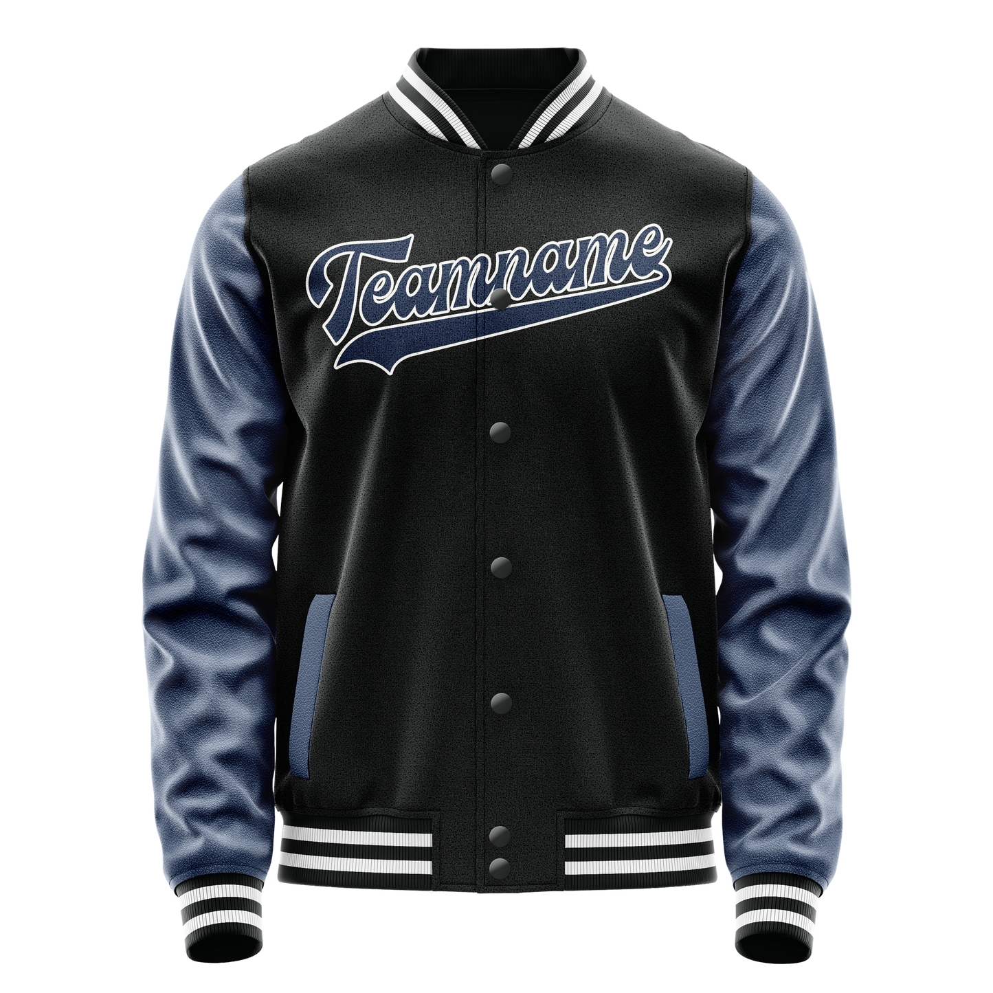 Custom Black Royal Solid Color Varsity Letterman Jacket