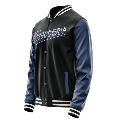 Custom Black Royal Solid Color Varsity Letterman Jacket