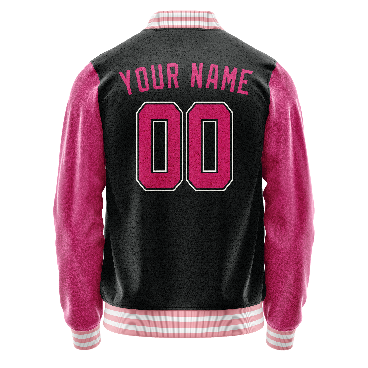 Custom Black Pink Solid Color Varsity Letterman Jacket