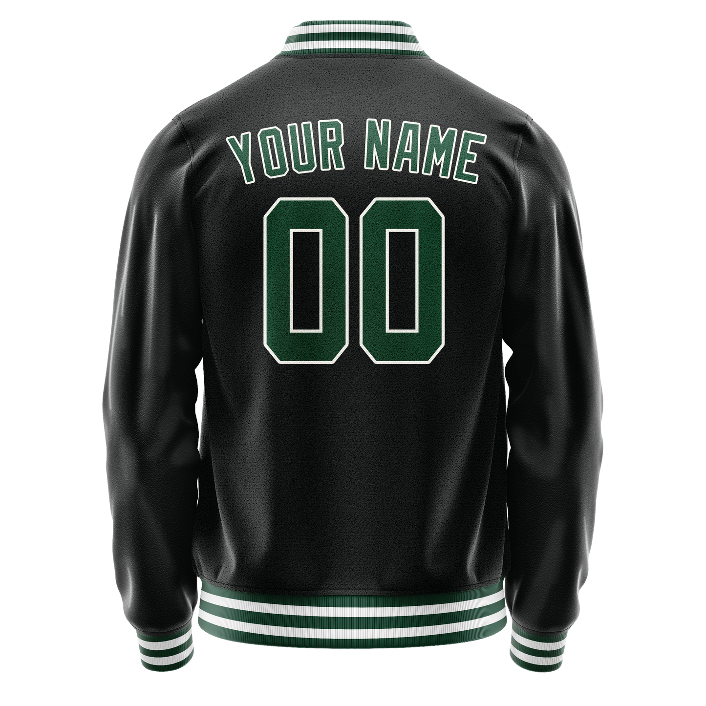 Custom Black Kelly-Green Solid Color Varsity Letterman Jacket
