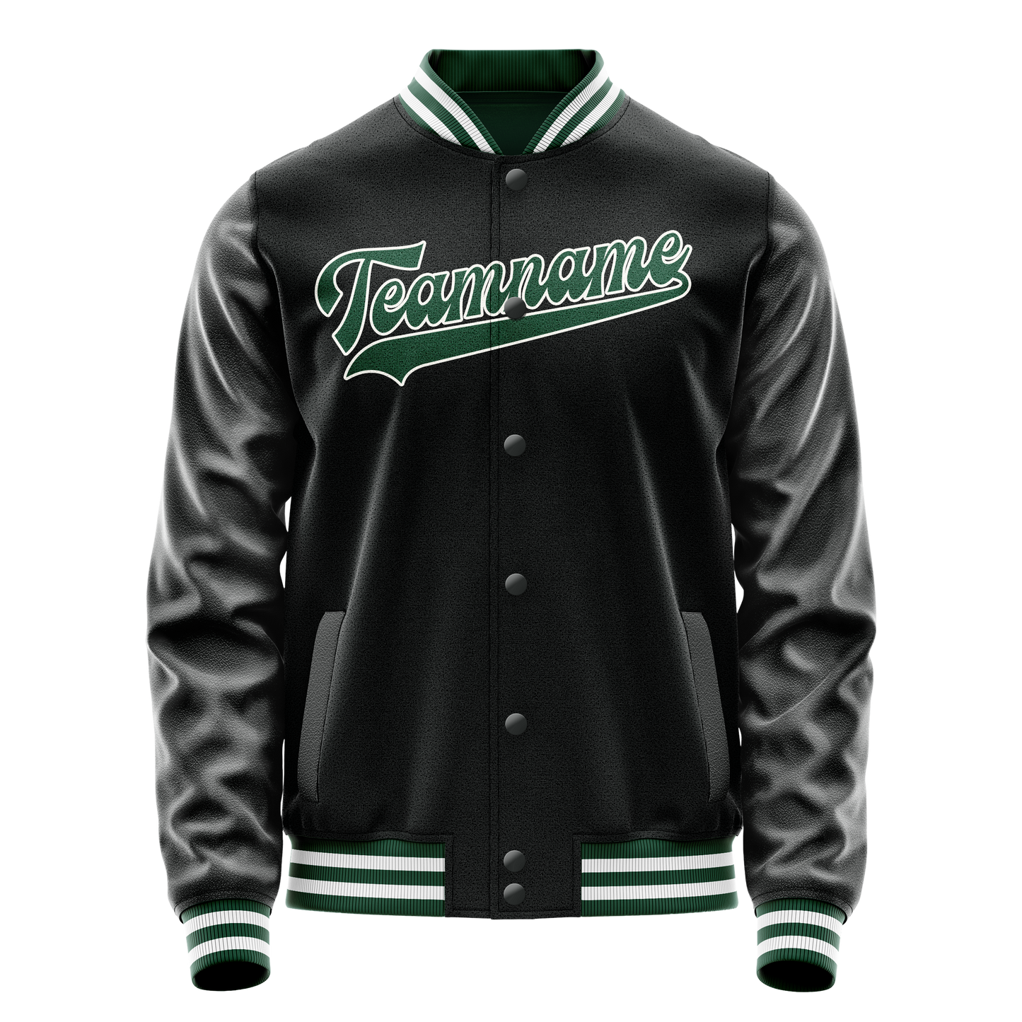 Custom Black Kelly-Green Solid Color Varsity Letterman Jacket