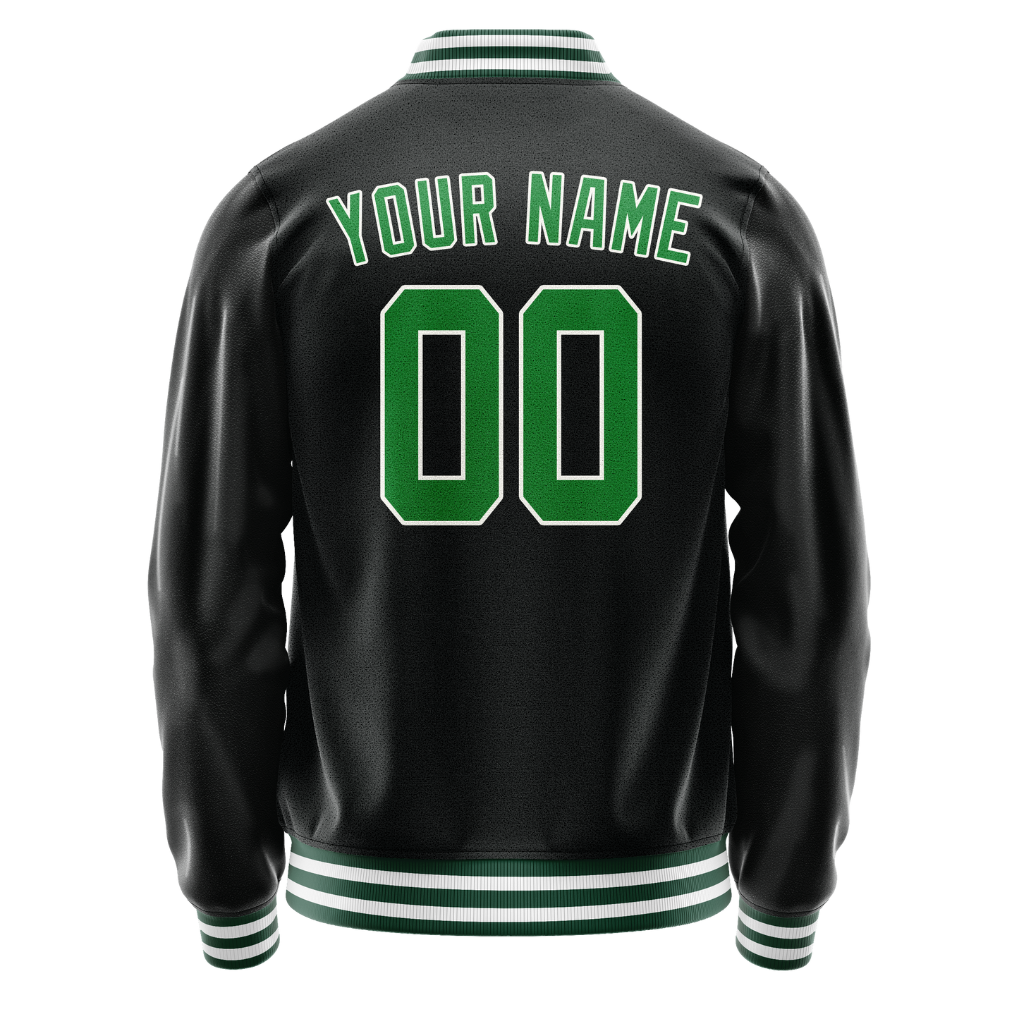 Custom Black Neon-Green Solid Color Varsity Letterman Jacket