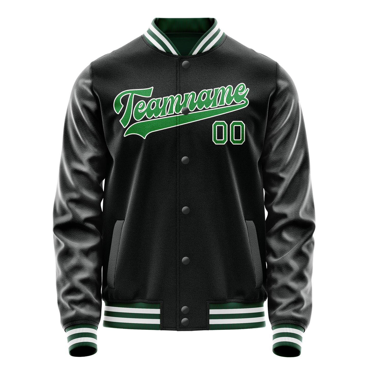 Custom Black Neon-Green Solid Color Varsity Letterman Jacket