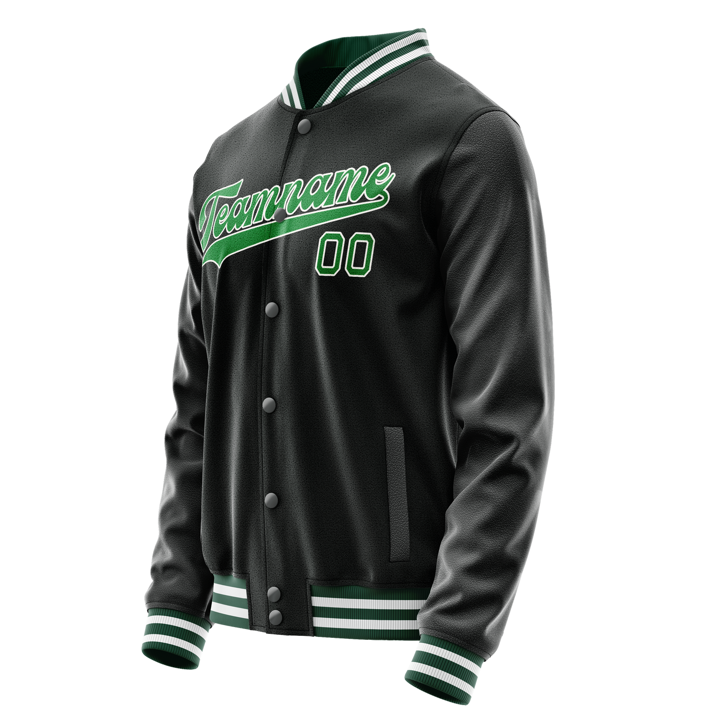 Custom Black Neon-Green Solid Color Varsity Letterman Jacket