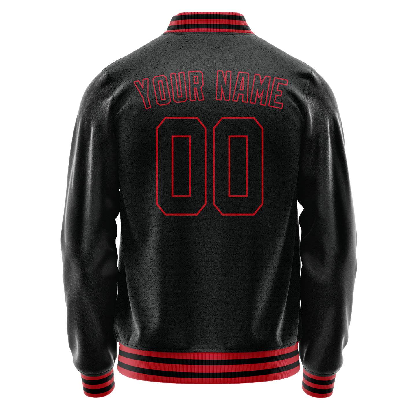 Custom Black Crimson Solid Color Varsity Letterman Jacket