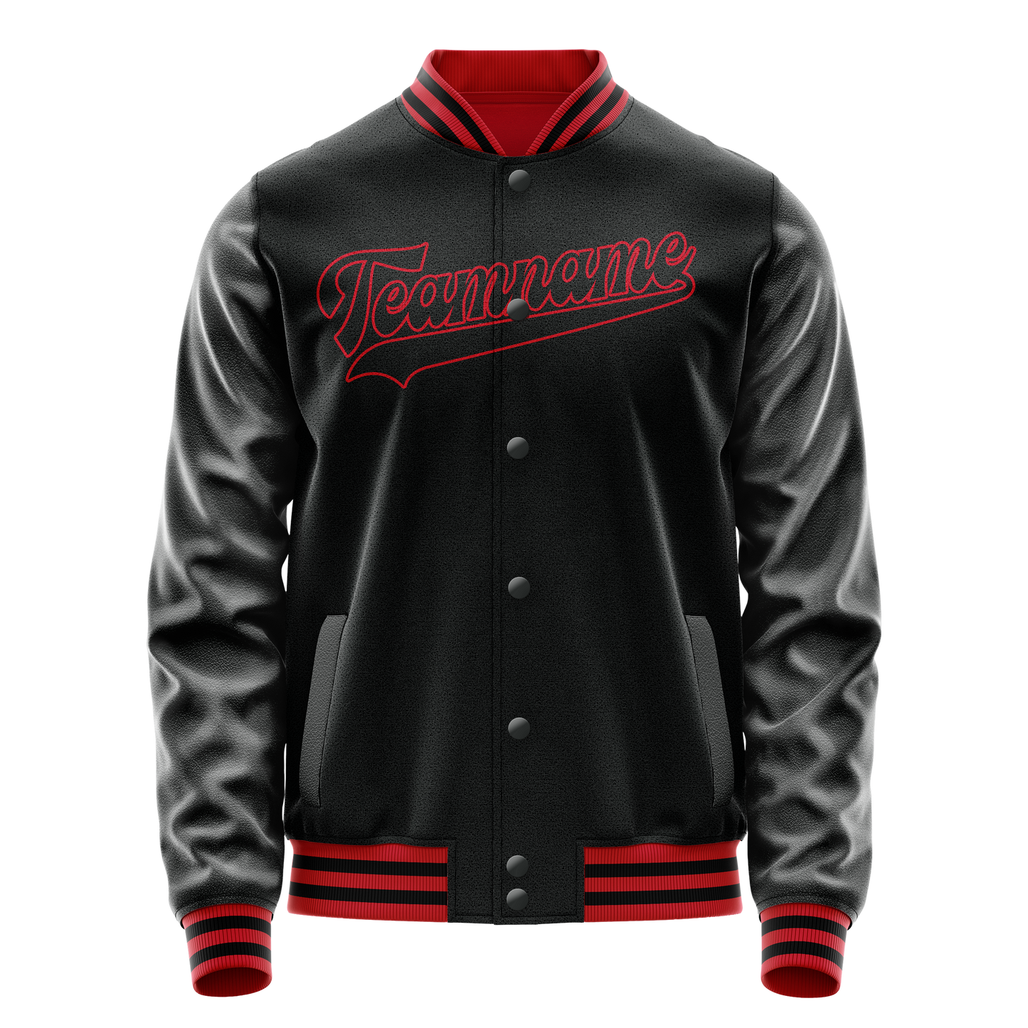 Custom Black Crimson Solid Color Varsity Letterman Jacket