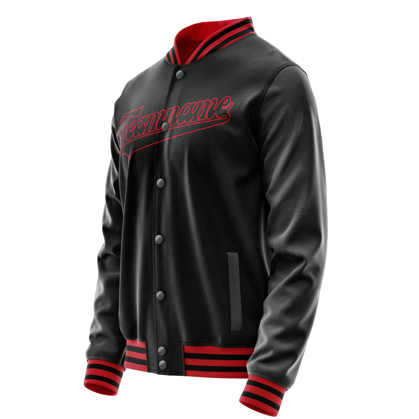 Custom Black Crimson Solid Color Varsity Letterman Jacket