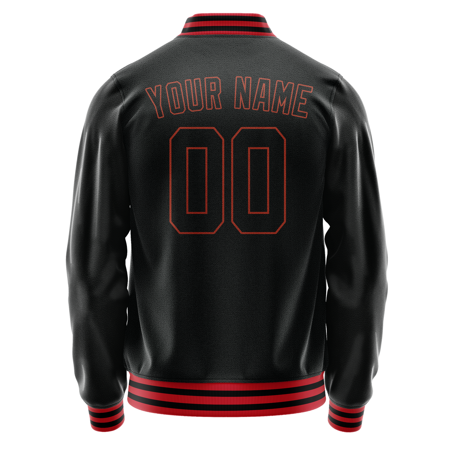 Custom Black Orange Solid Color Varsity Letterman Jacket