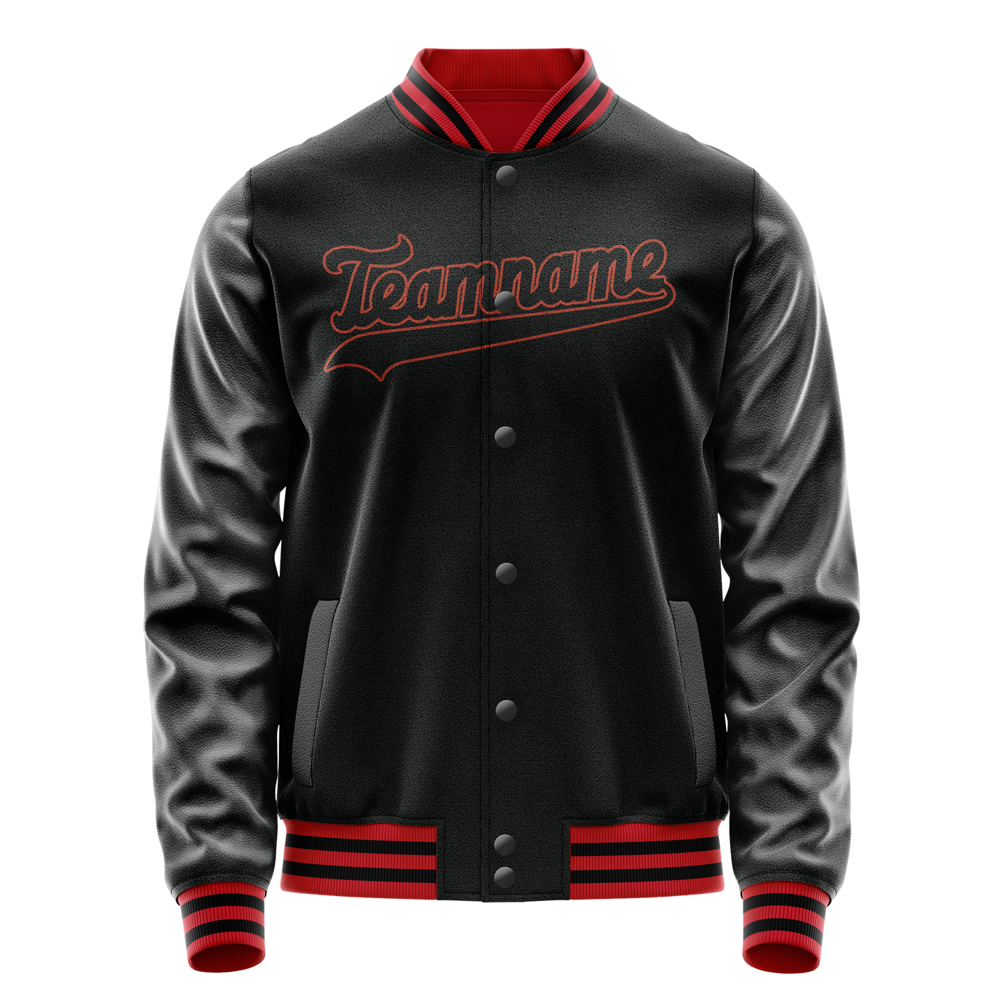 Custom Black Orange Solid Color Varsity Letterman Jacket
