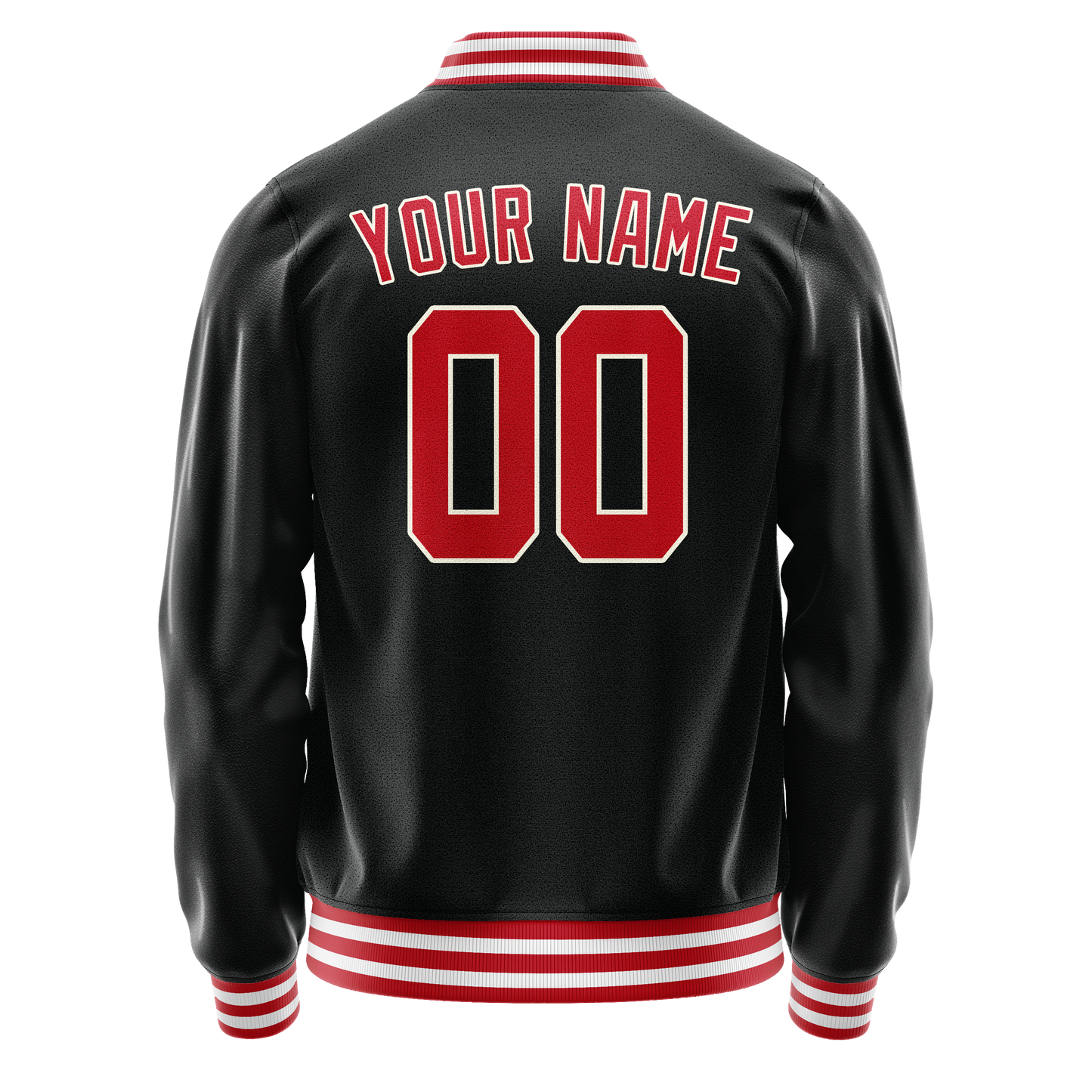 Custom Black Red Solid Color Varsity Letterman Jacket