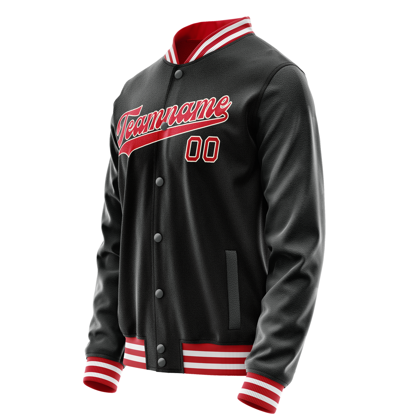 Custom Black Red Solid Color Varsity Letterman Jacket