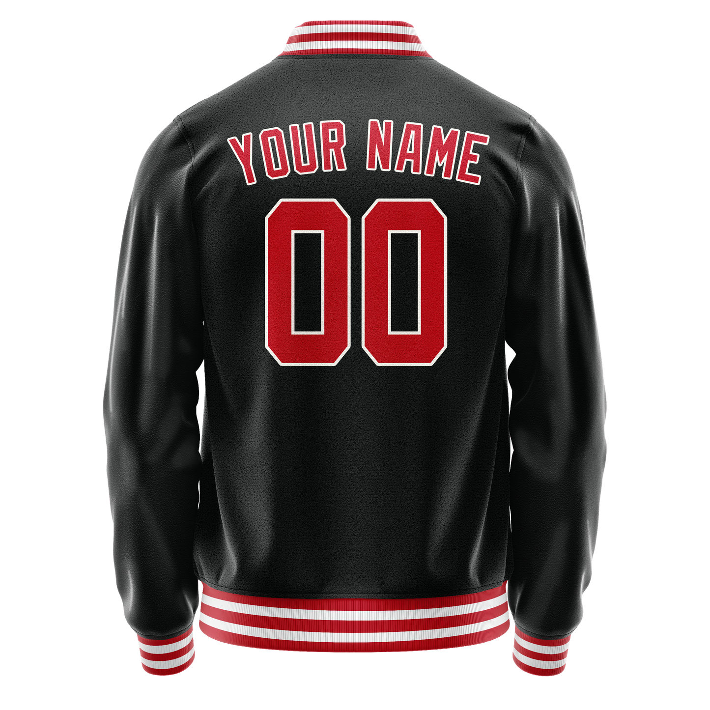 Custom Black Red Solid Color Varsity Letterman Jacket