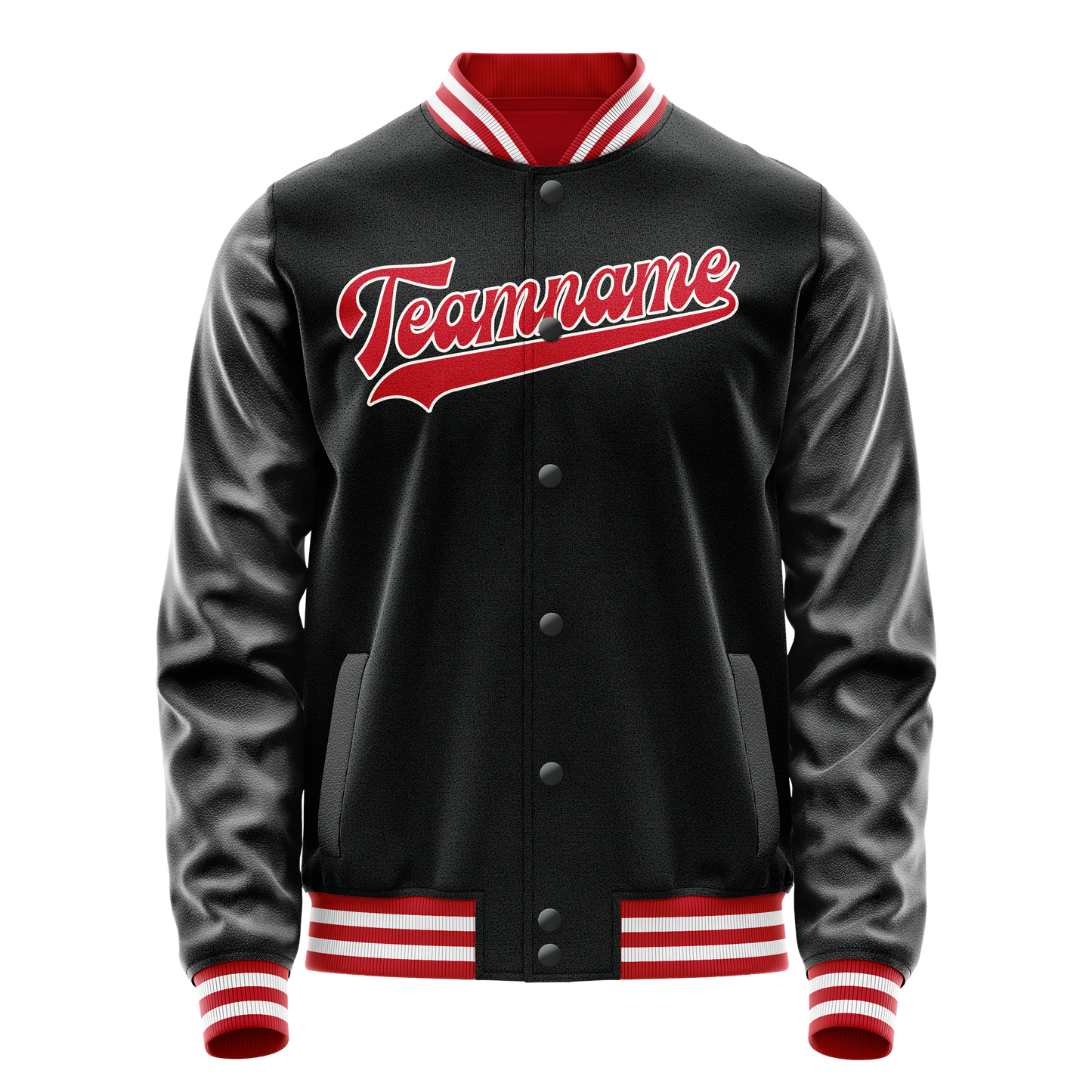 Custom Black Red Solid Color Varsity Letterman Jacket