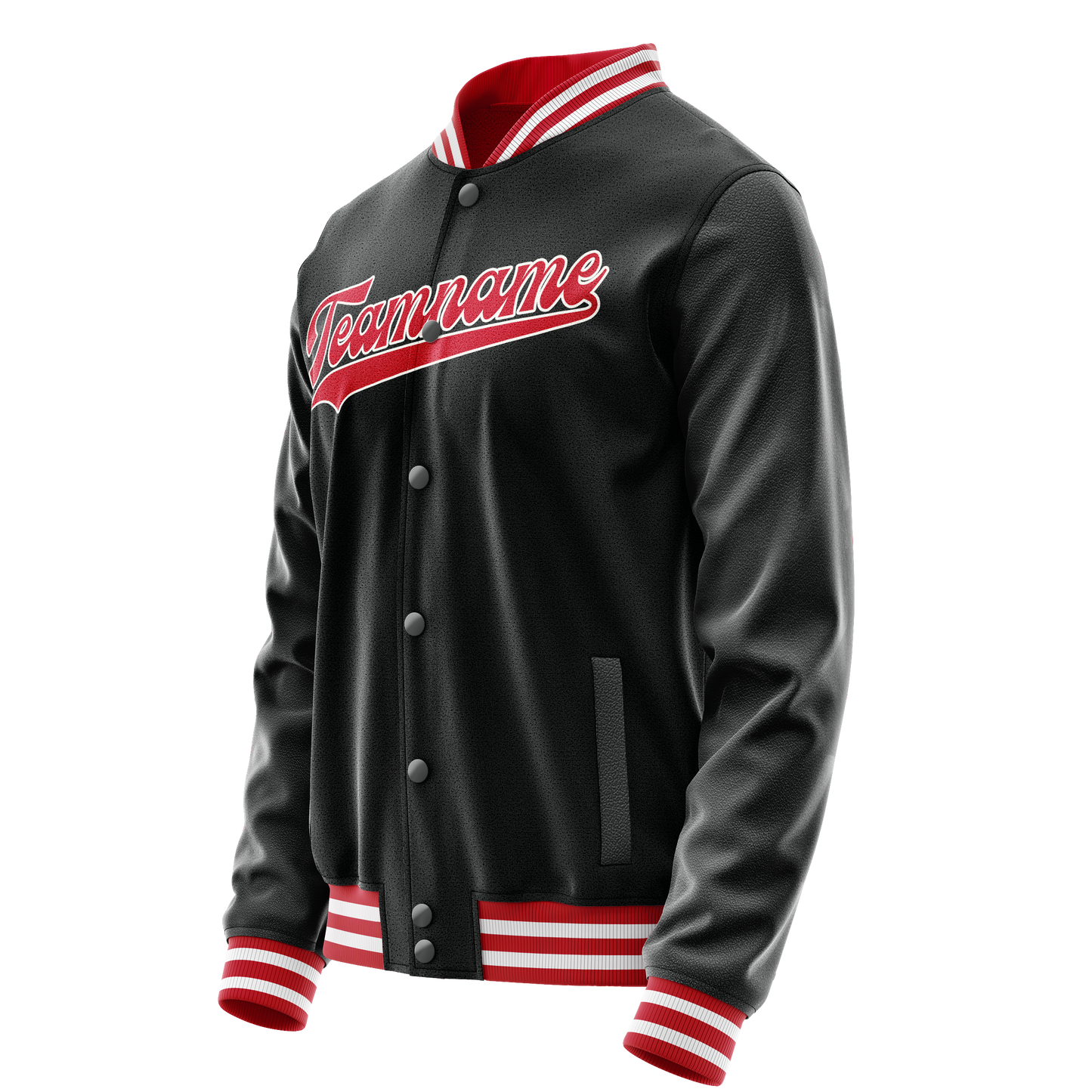 Custom Black Red Solid Color Varsity Letterman Jacket