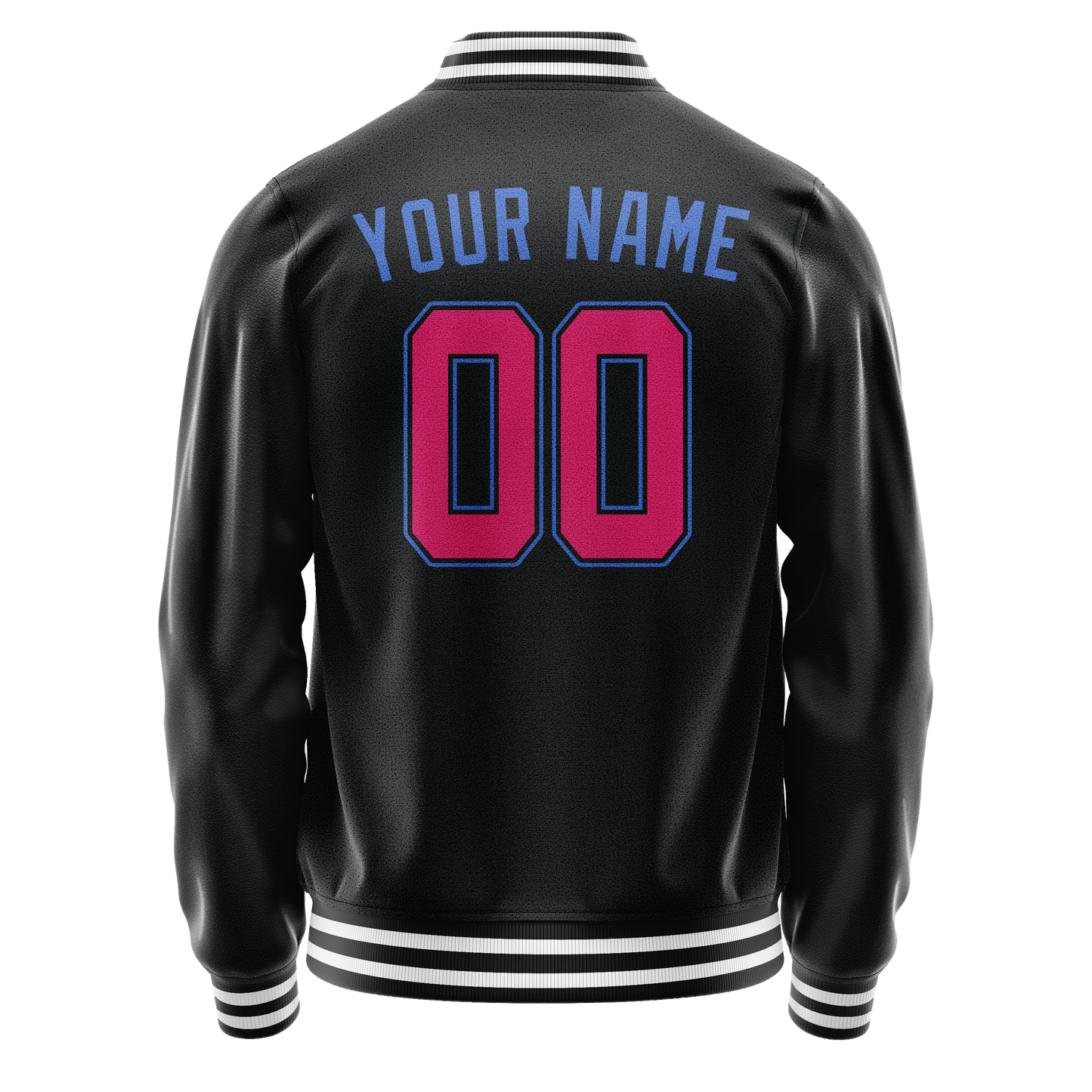 Custom Black Light-Blue Solid Color Varsity Letterman Jacket