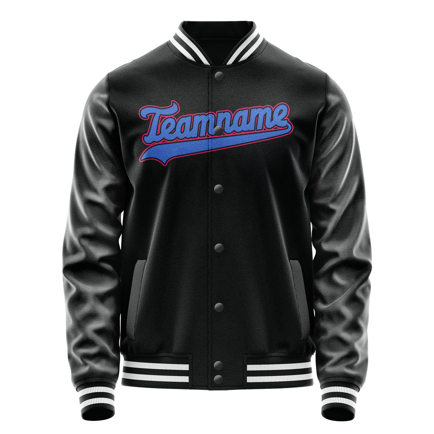 Custom Black Light-Blue Solid Color Varsity Letterman Jacket