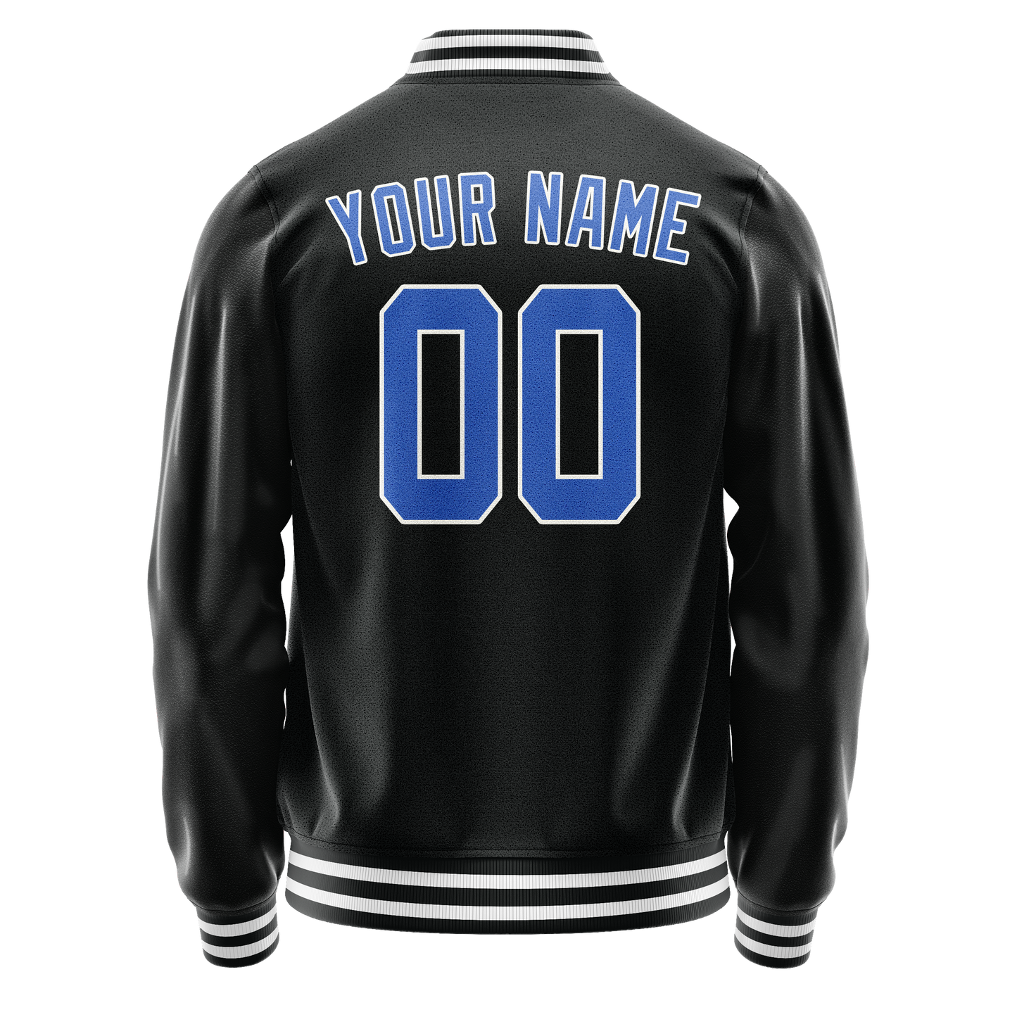 Custom Black Light-Blue Solid Color Varsity Letterman Jacket