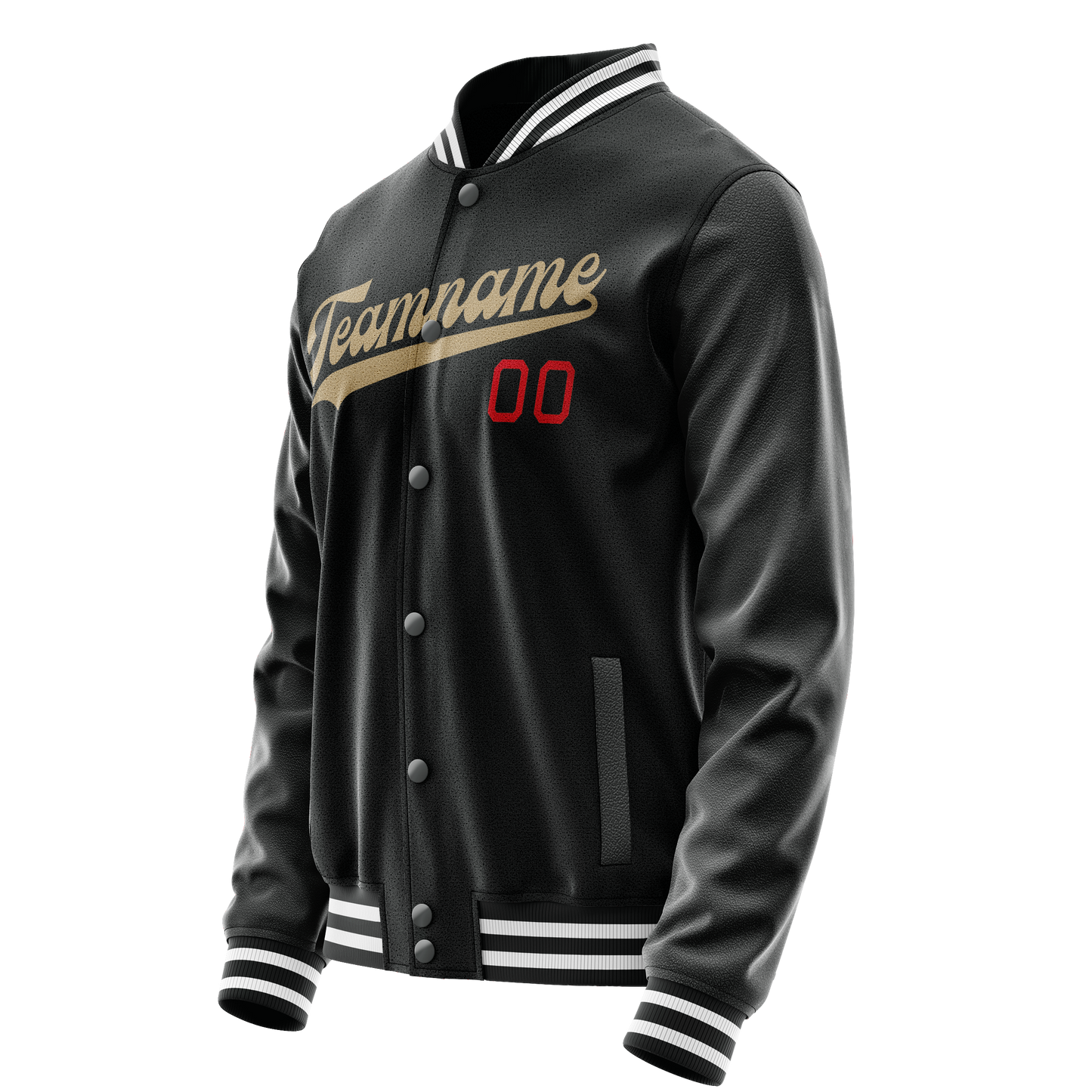 Custom Black Cream Solid Color Varsity Letterman Jacket