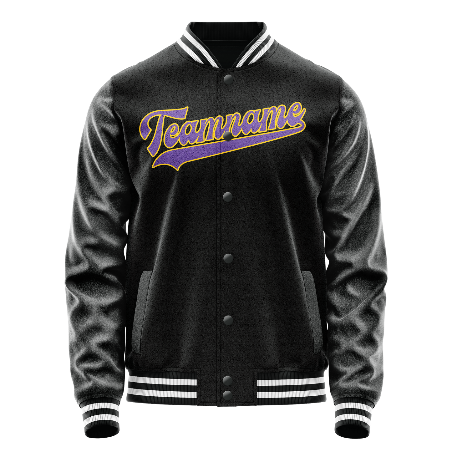 Custom Black Purple Solid Color Varsity Letterman Jacket