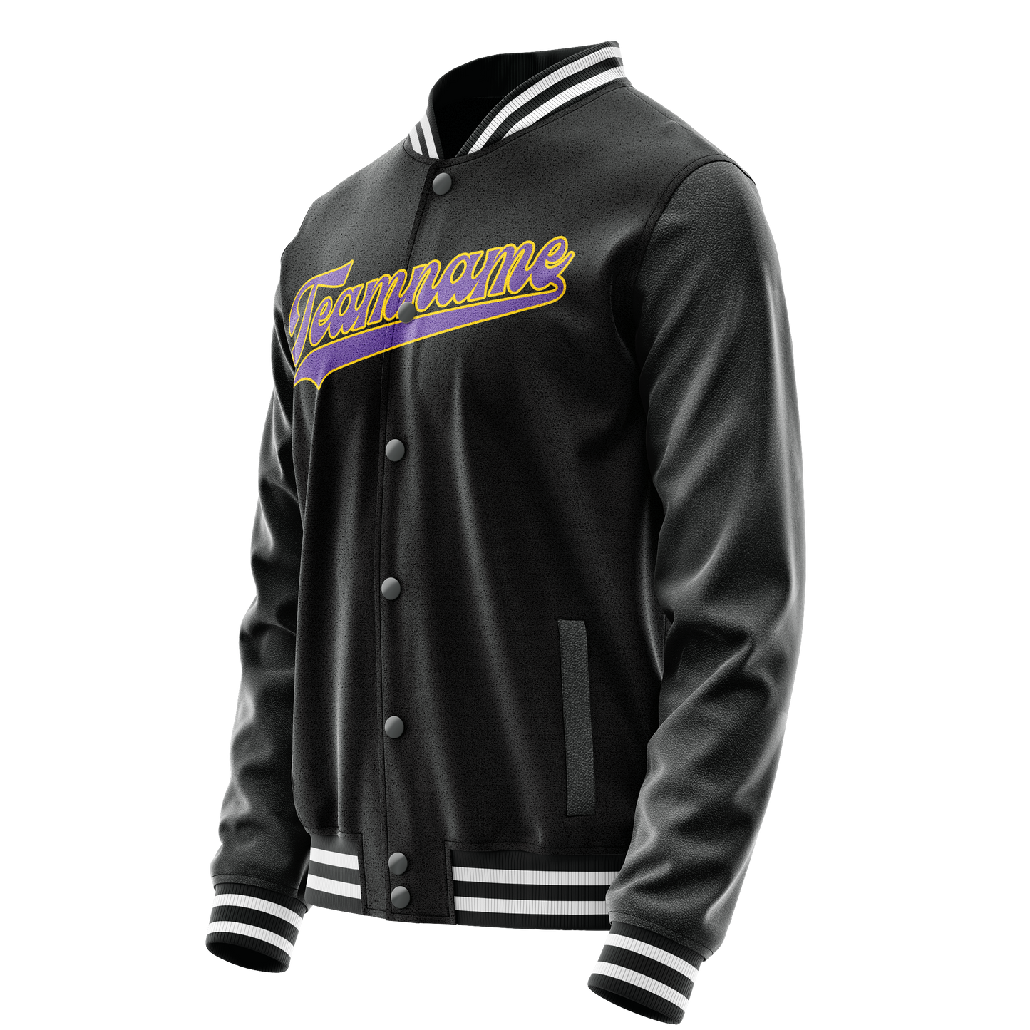 Custom Black Purple Solid Color Varsity Letterman Jacket