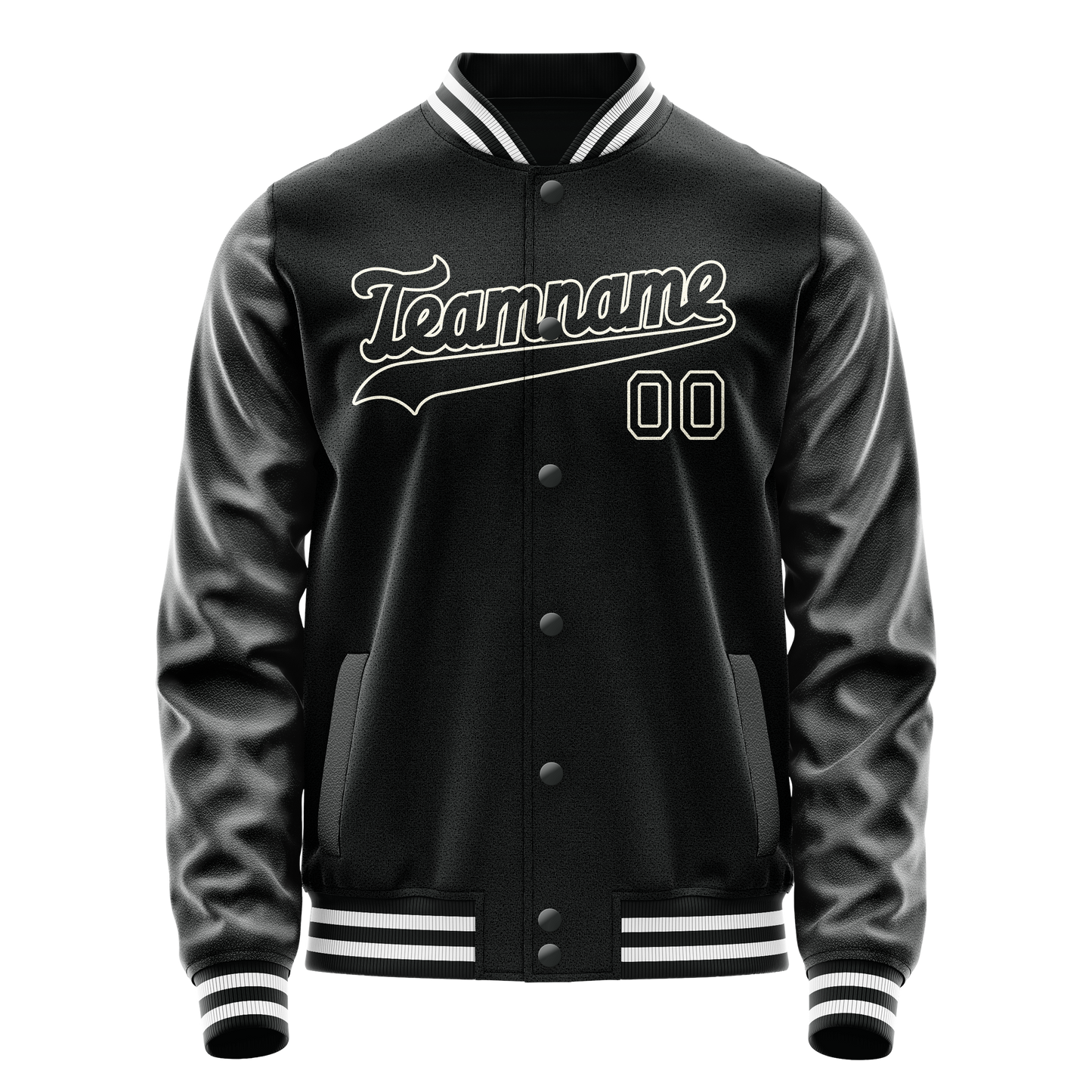 Custom Black White Solid Color Varsity Letterman Jacket