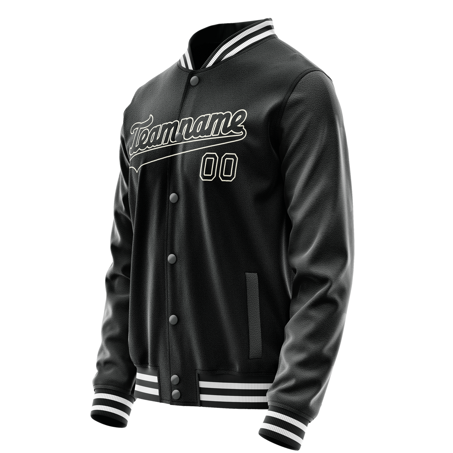 Custom Black White Solid Color Varsity Letterman Jacket