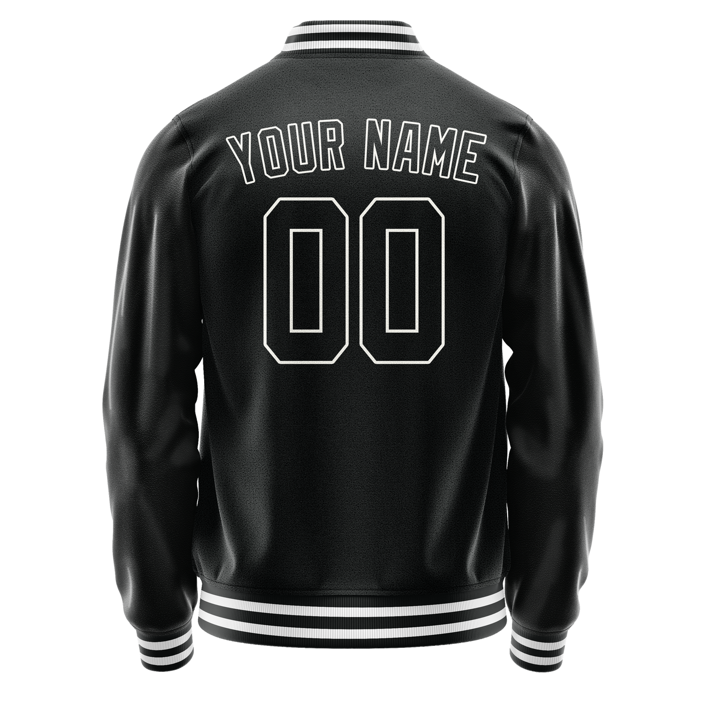 Custom Black White Solid Color Varsity Letterman Jacket