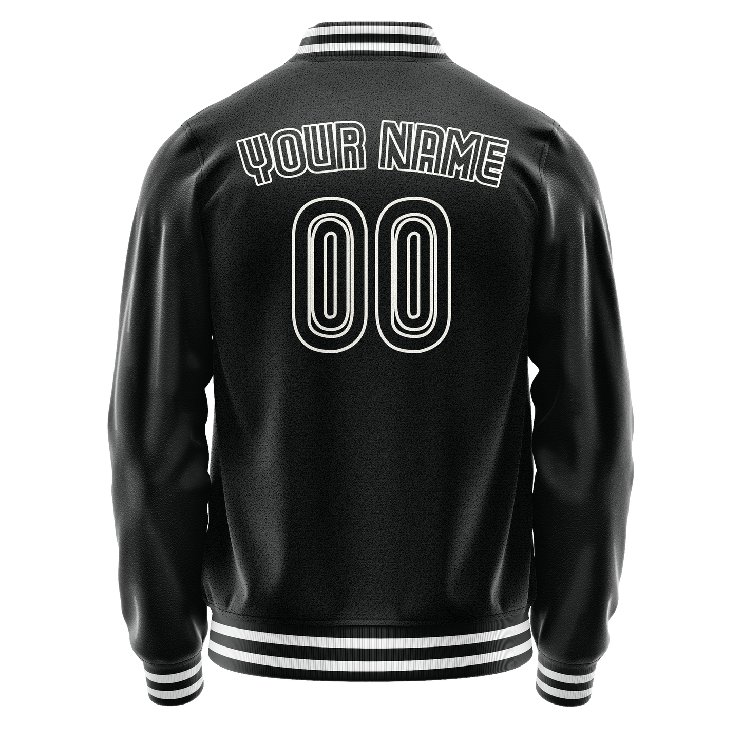 Custom Black White Solid Color Varsity Letterman Jacket