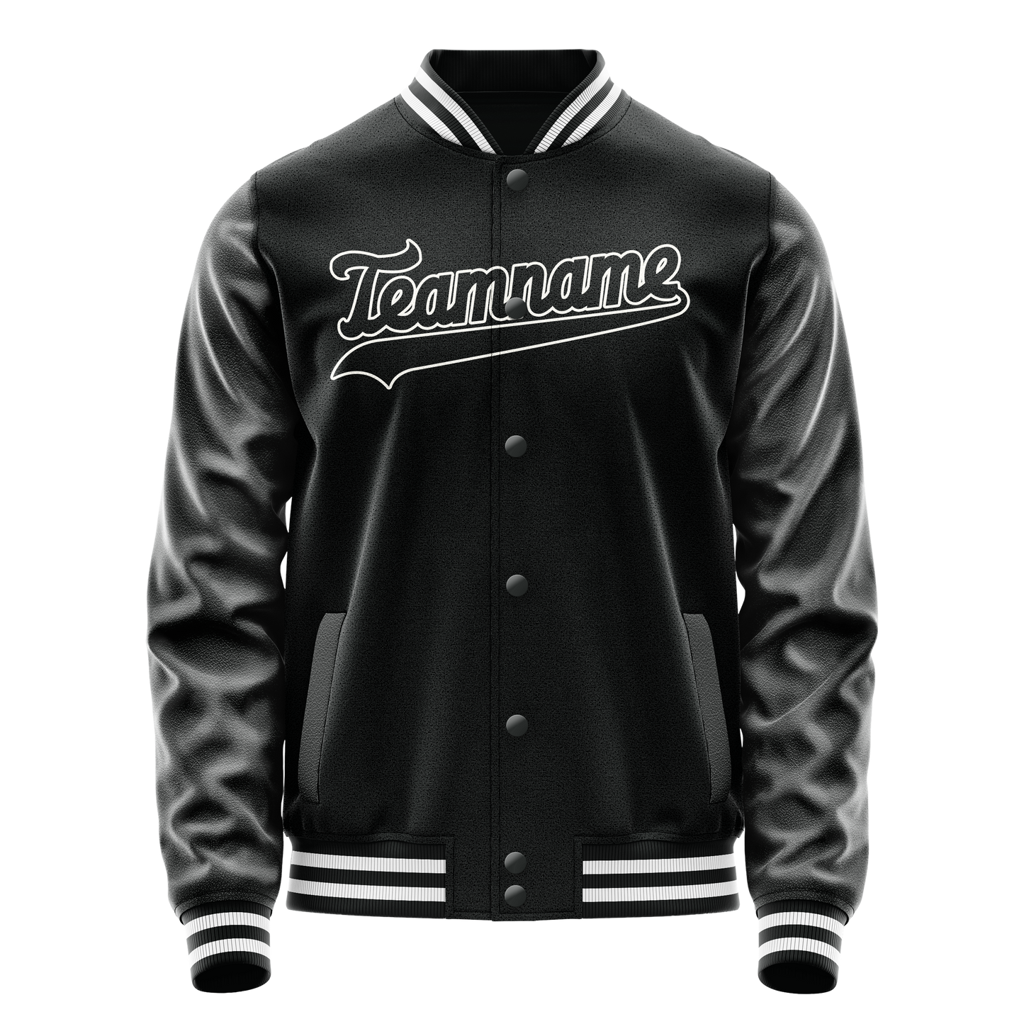 Custom Black White Solid Color Varsity Letterman Jacket