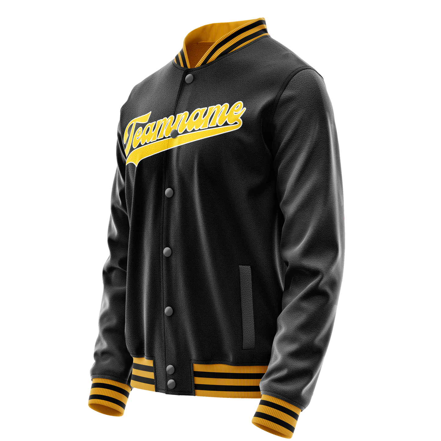 Custom Black Gold Solid Color Varsity Letterman Jacket