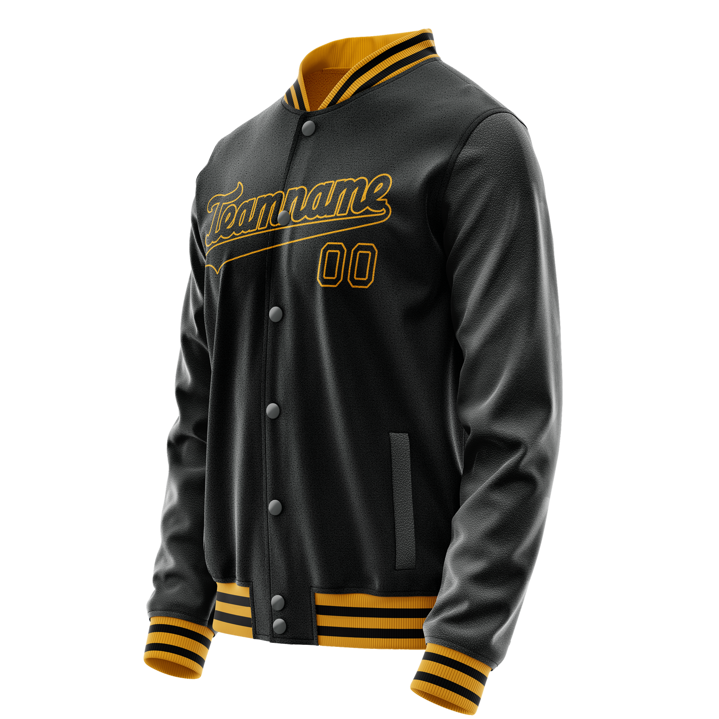 Custom Black Old-Gold Solid Color Varsity Letterman Jacket
