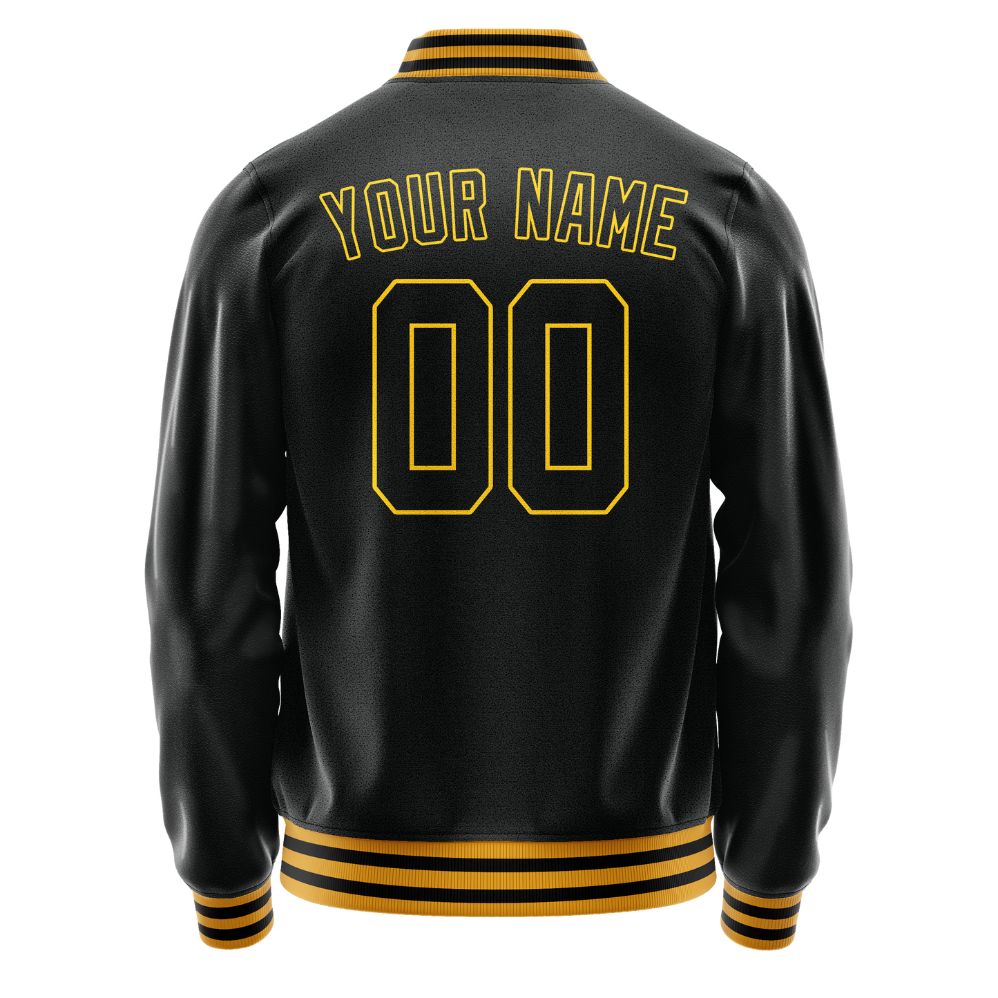 Custom Black Gold Solid Color Varsity Letterman Jacket