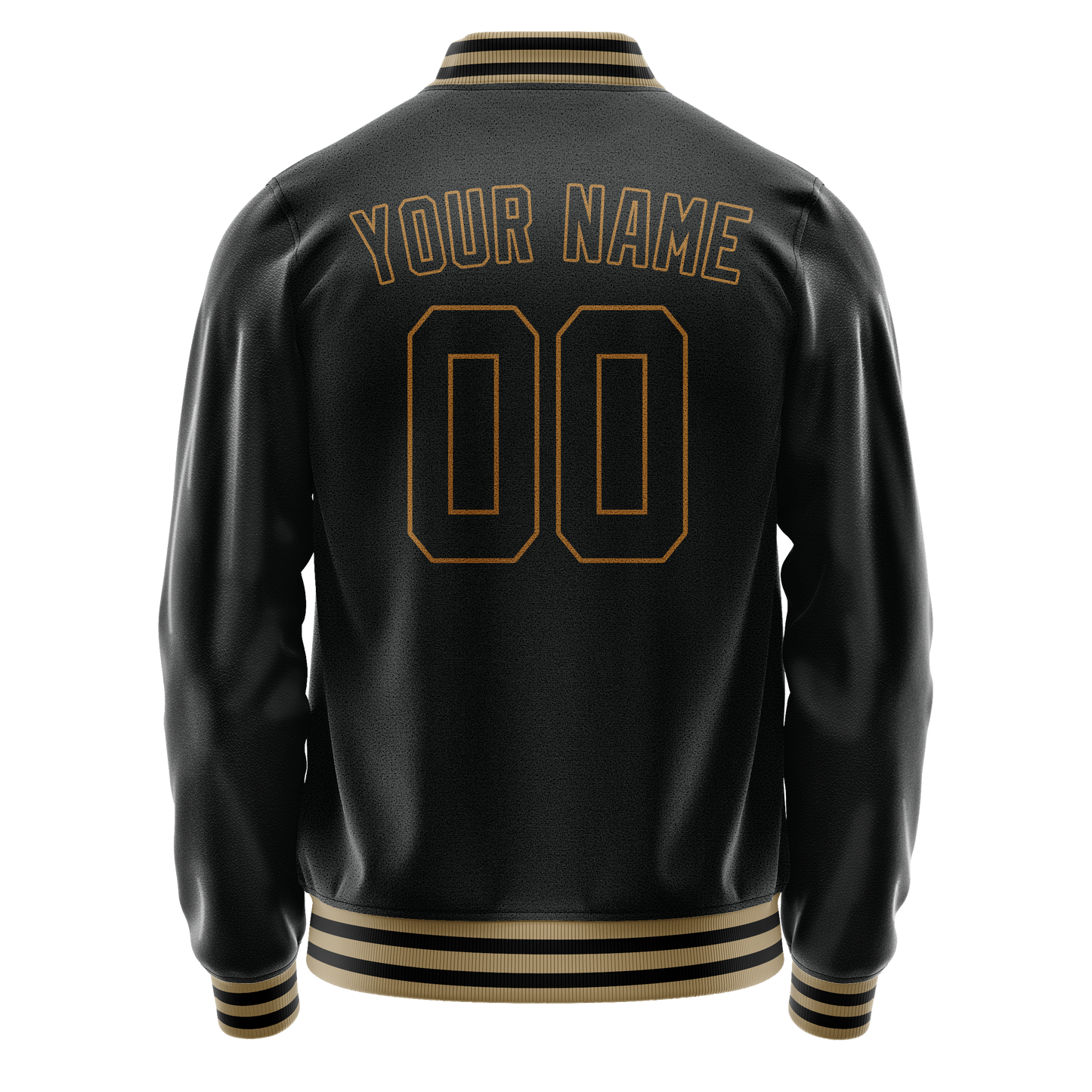 Custom Black Old-Gold Solid Color Varsity Letterman Jacket