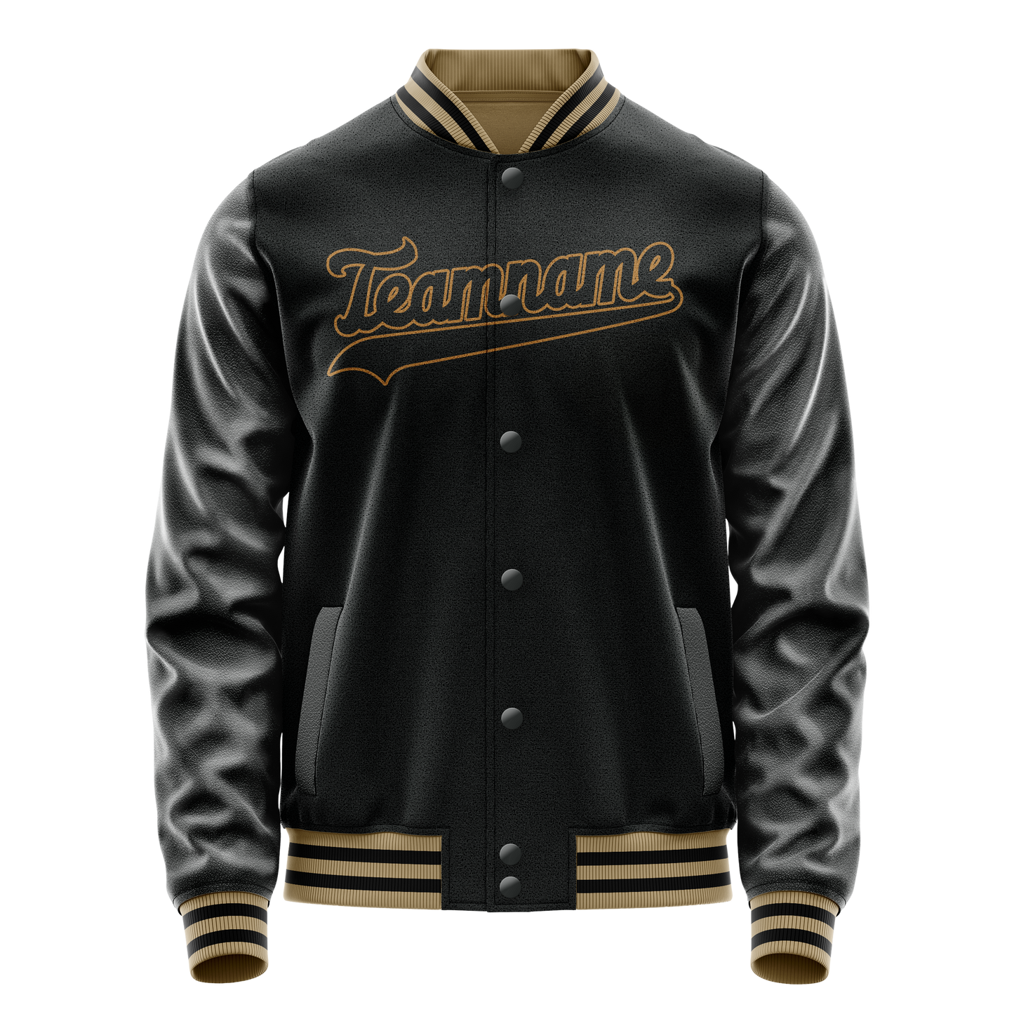Custom Black Old-Gold Solid Color Varsity Letterman Jacket