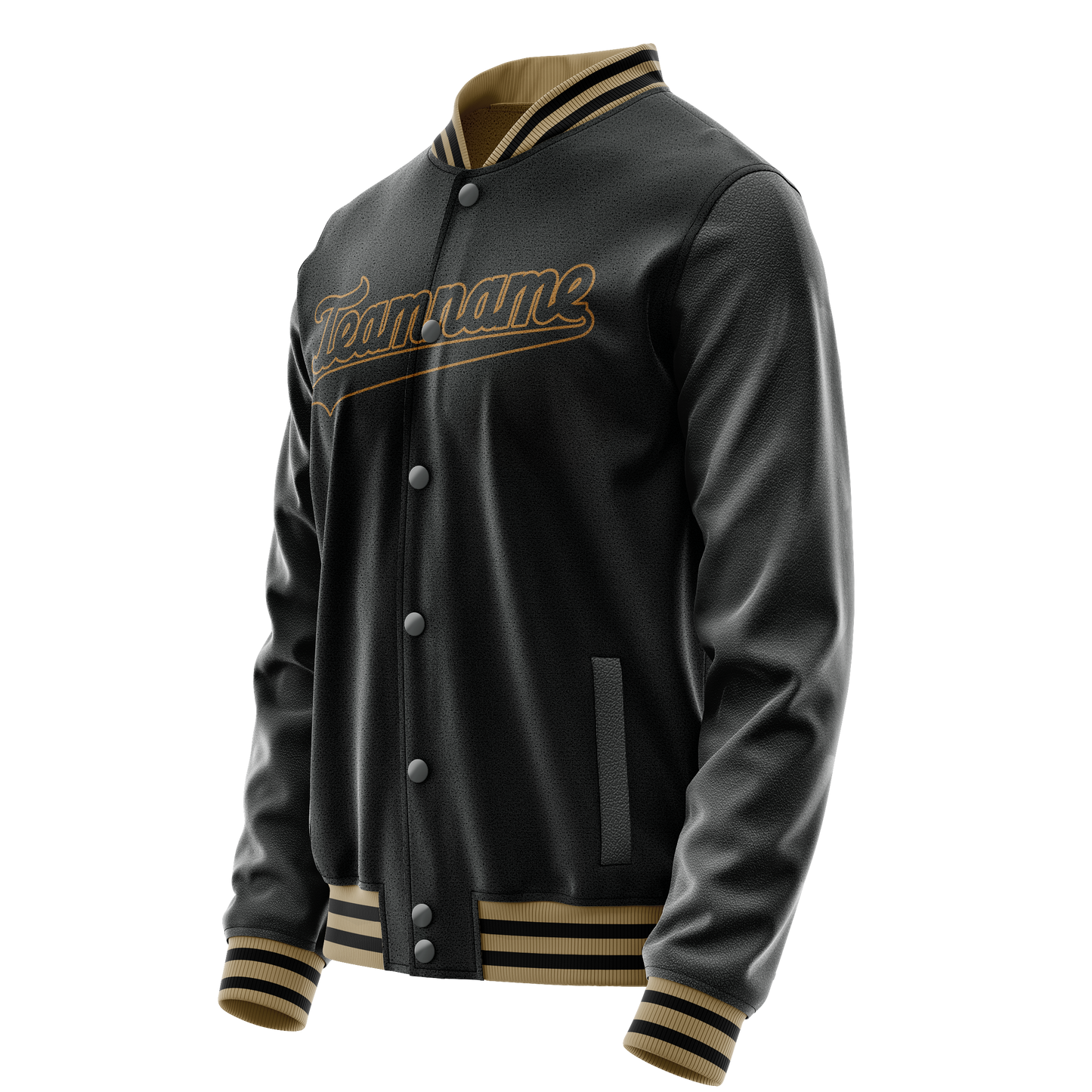 Custom Black Old-Gold Solid Color Varsity Letterman Jacket