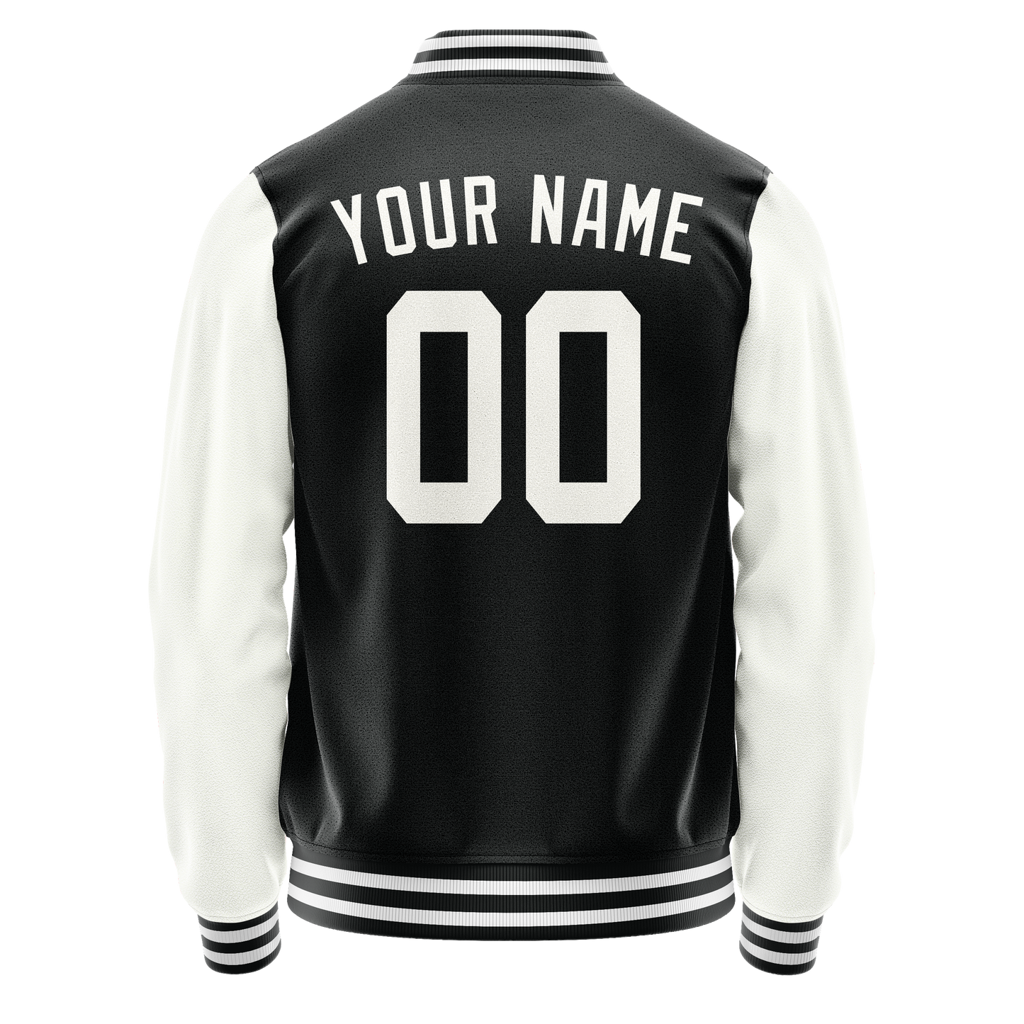 Custom Black White Solid Color Varsity Letterman Jacket