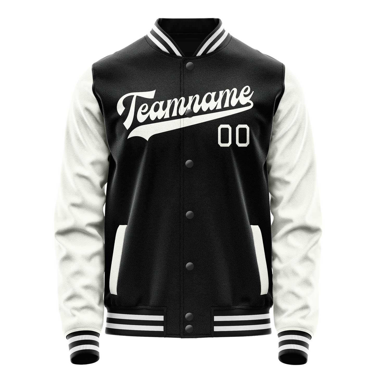 Custom Black White Solid Color Varsity Letterman Jacket