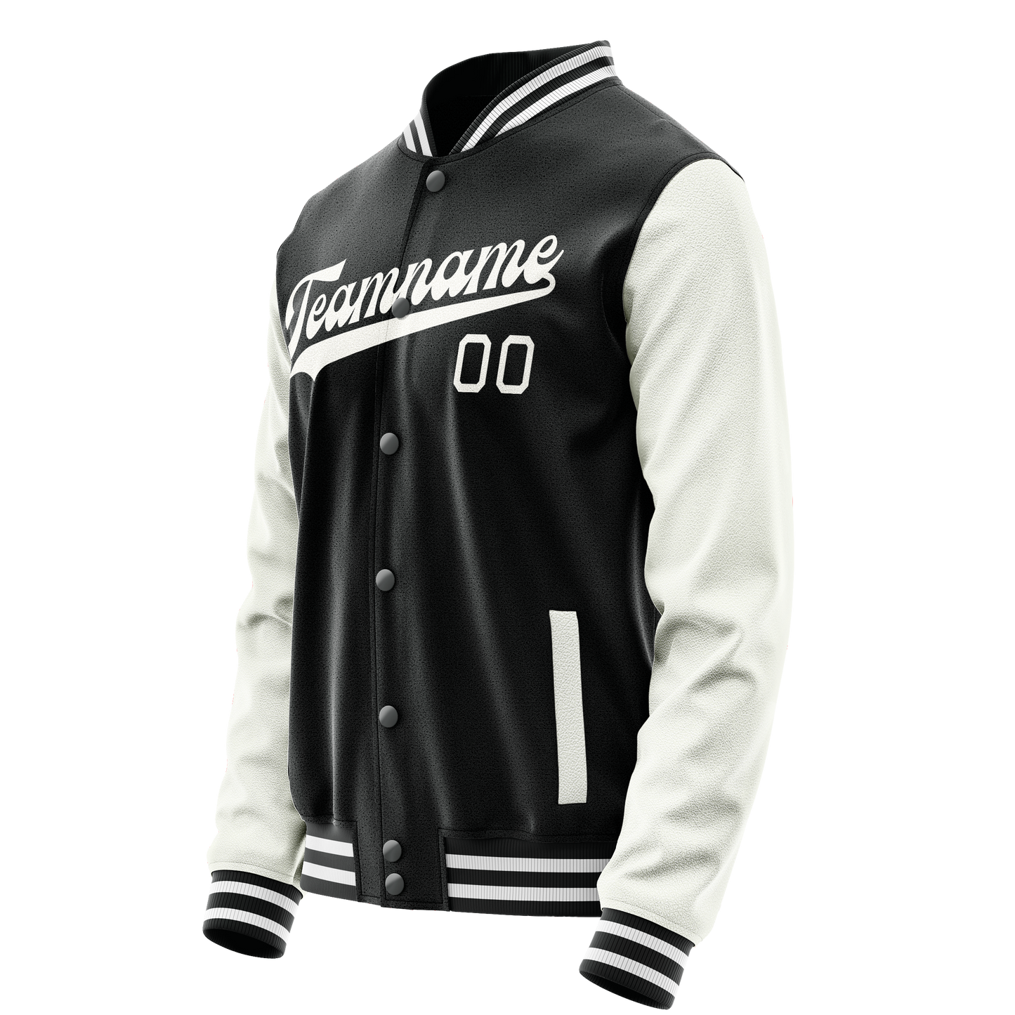 Custom Black White Solid Color Varsity Letterman Jacket