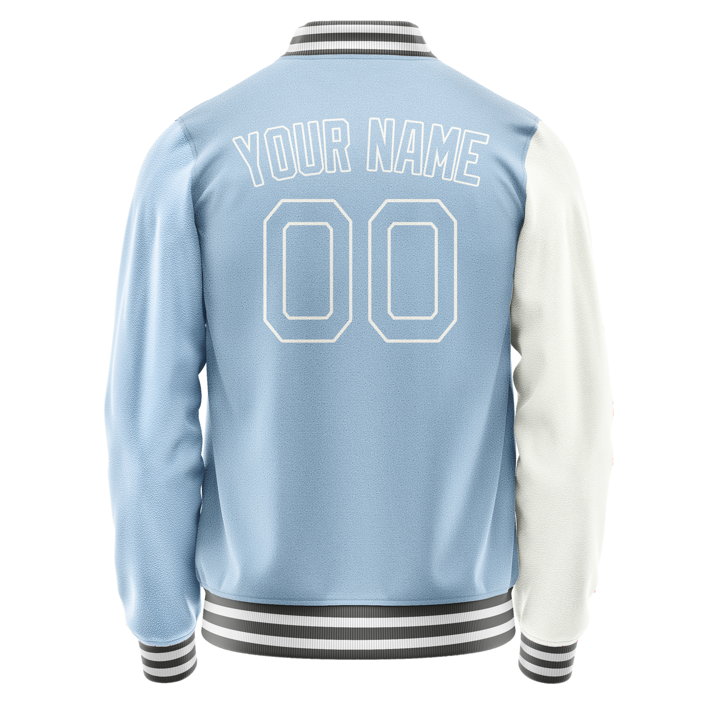 Custom White Light-Blue Split Varsity Letterman Jacket