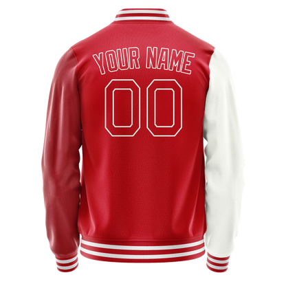 Custom White Red Split Varsity Letterman Jacket