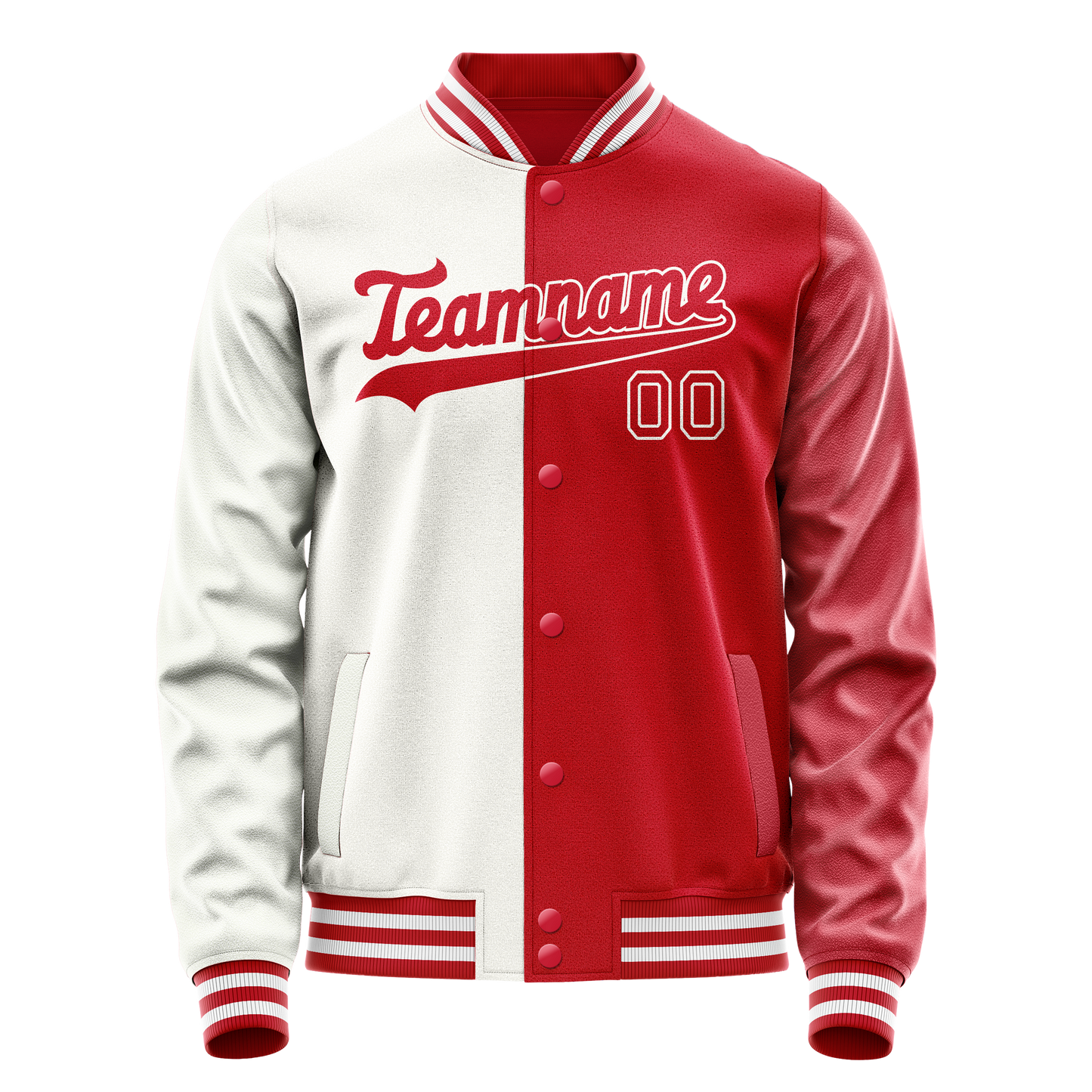 Custom White Red Split Varsity Letterman Jacket
