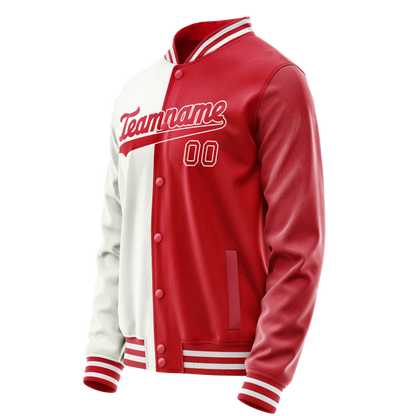 Custom White Red Split Varsity Letterman Jacket