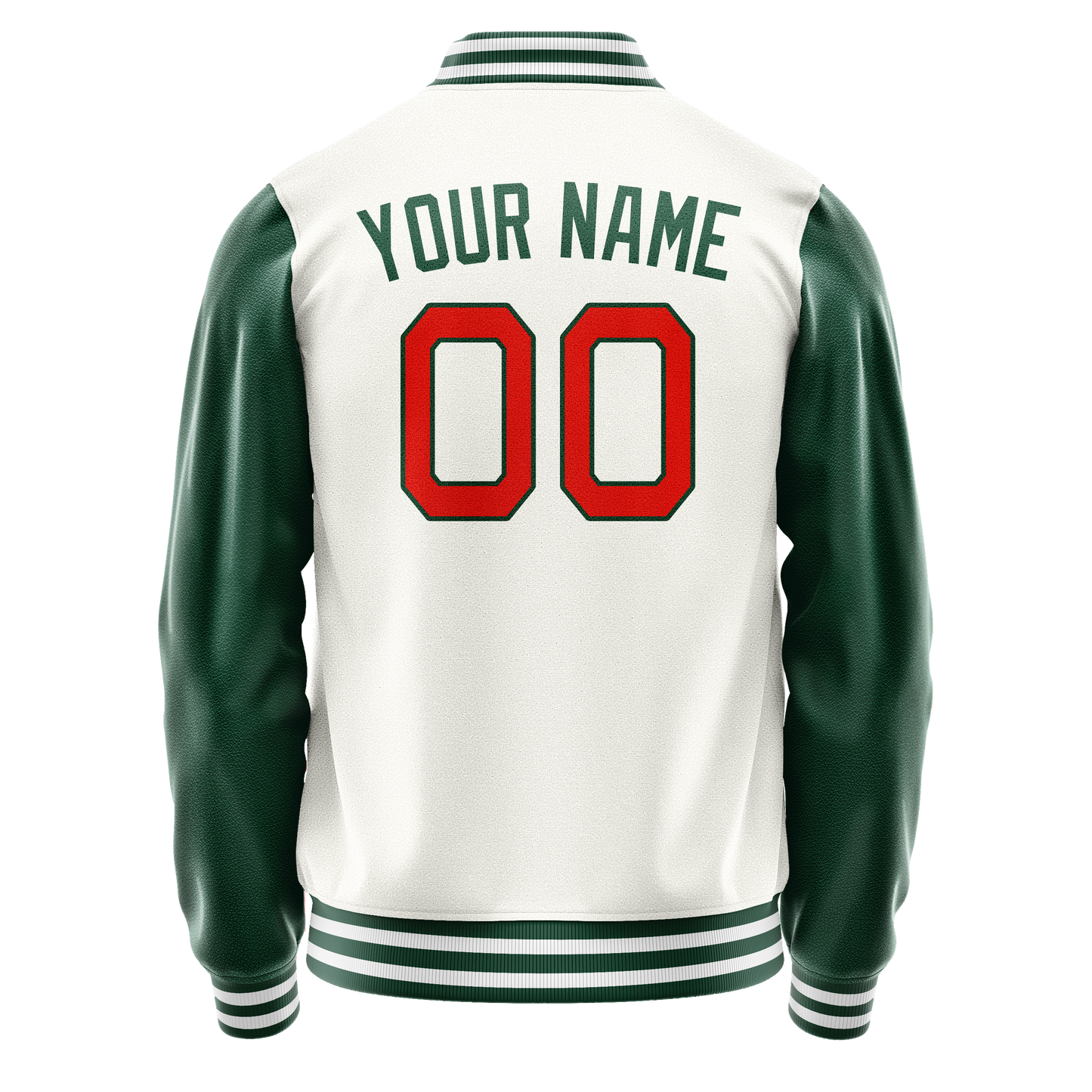 Custom White Kelly-Green Solid Color Varsity Letterman Jacket