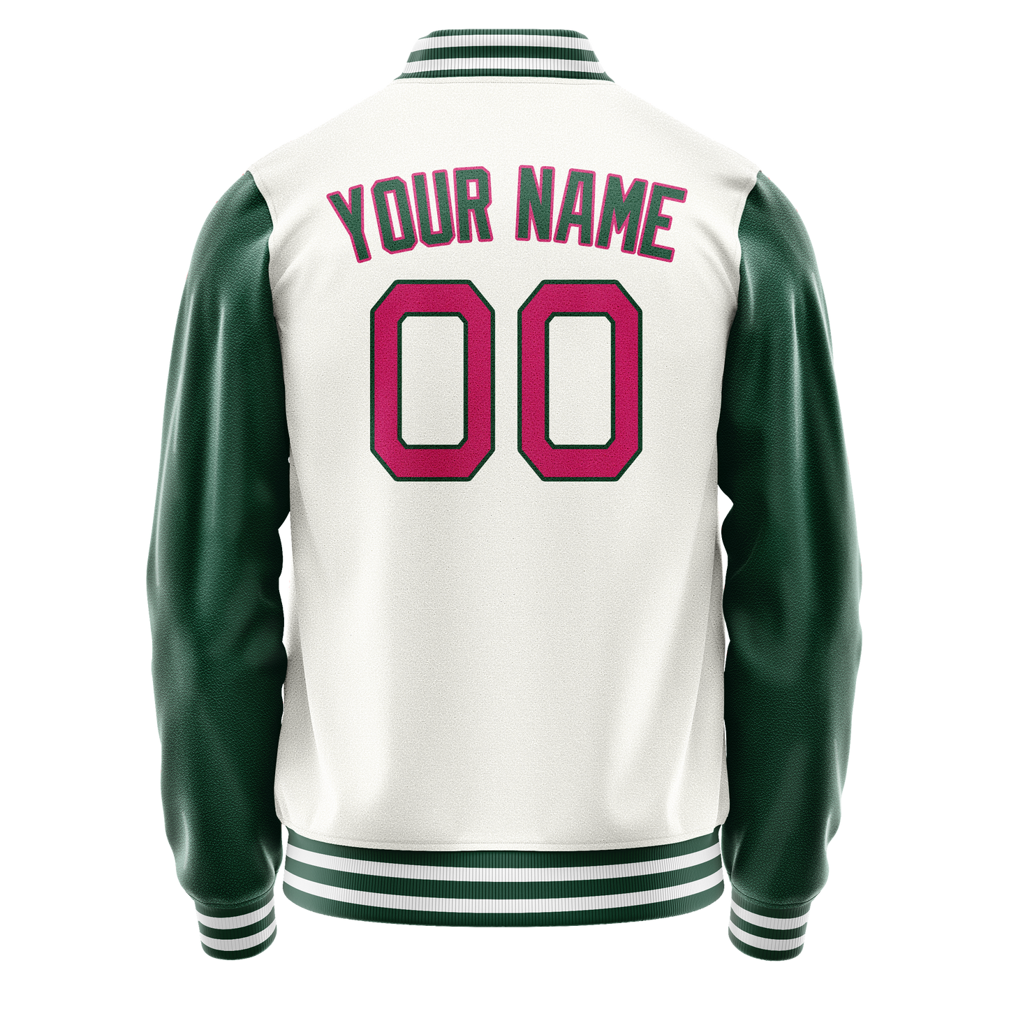 Custom White Kelly-Green Solid Color Varsity Letterman Jacket