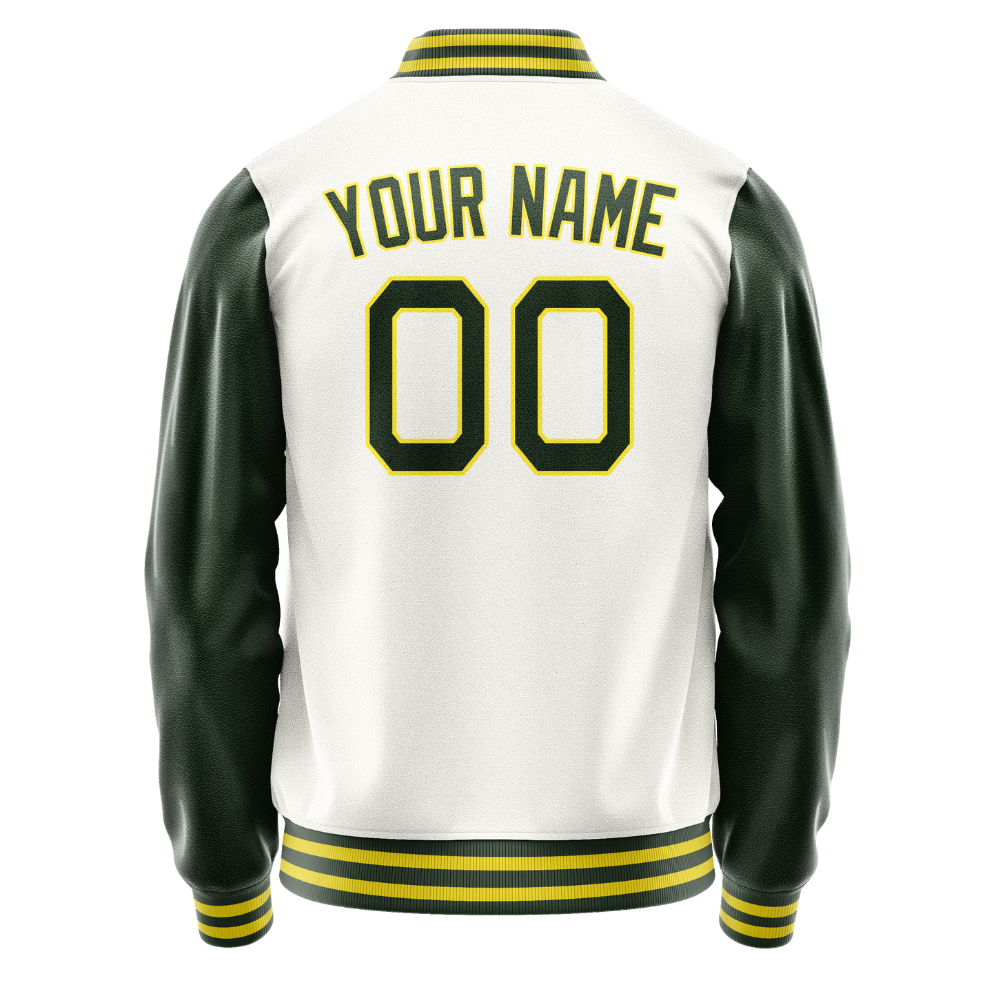 Custom White Kelly-Green Solid Color Varsity Letterman Jacket