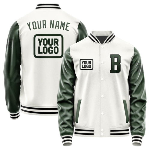 Custom White Dark Green Jacket JA181806181717060617